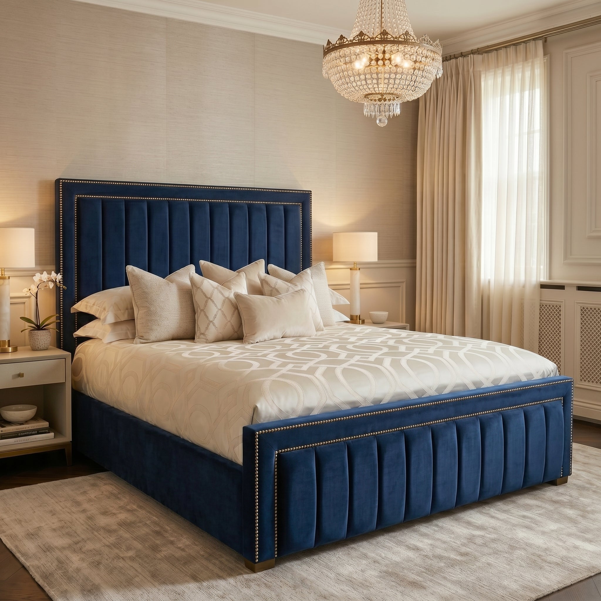 Modern Stripe King Panel Bed Frame