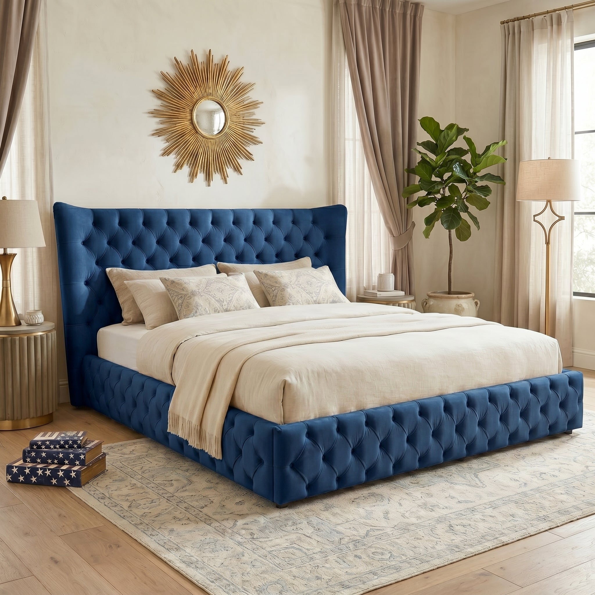 Chesterfield Wing Back Ottoman Bed Frame