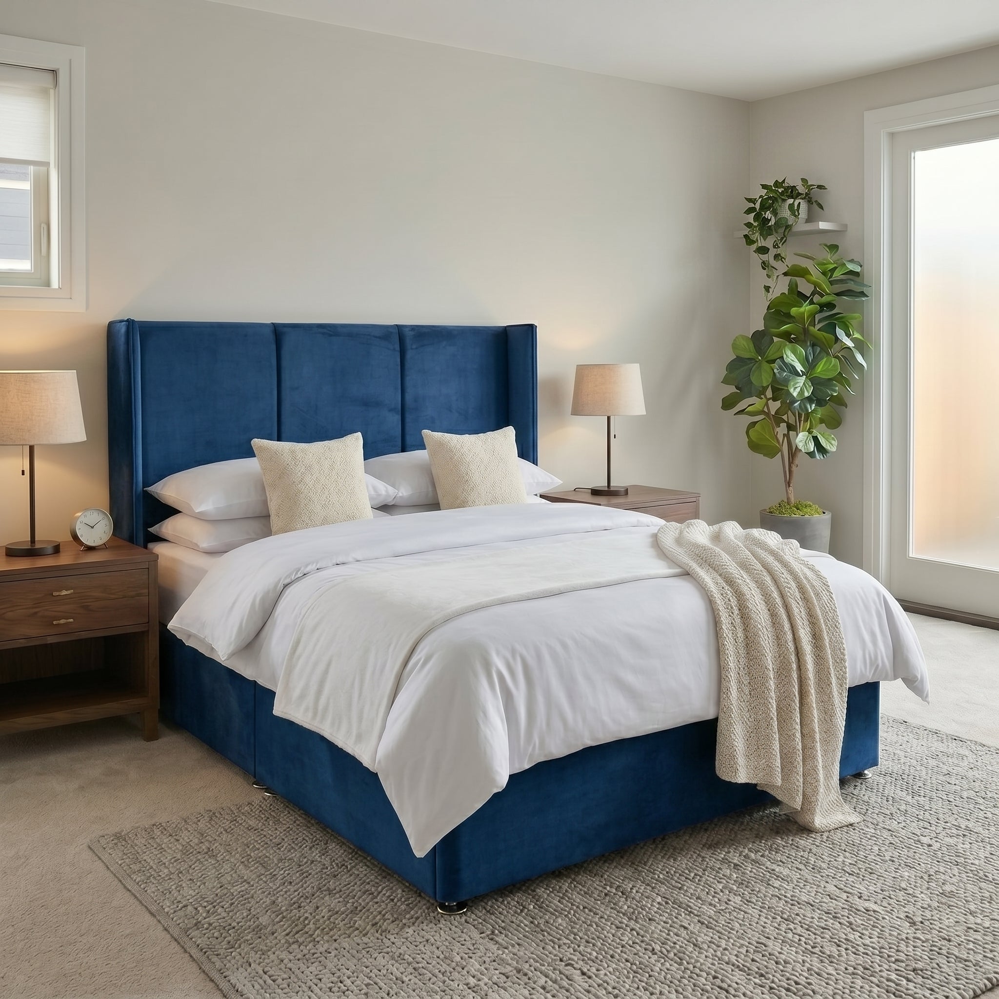 Wingback Upholstered Ottoman Bed Frame
