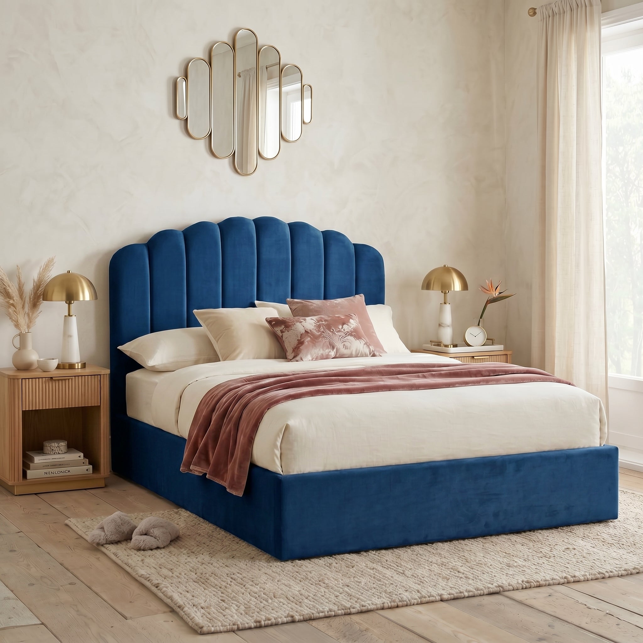 Orchid Teddy Fleece Ottoman Bed with 49" Headboard Beds Sale