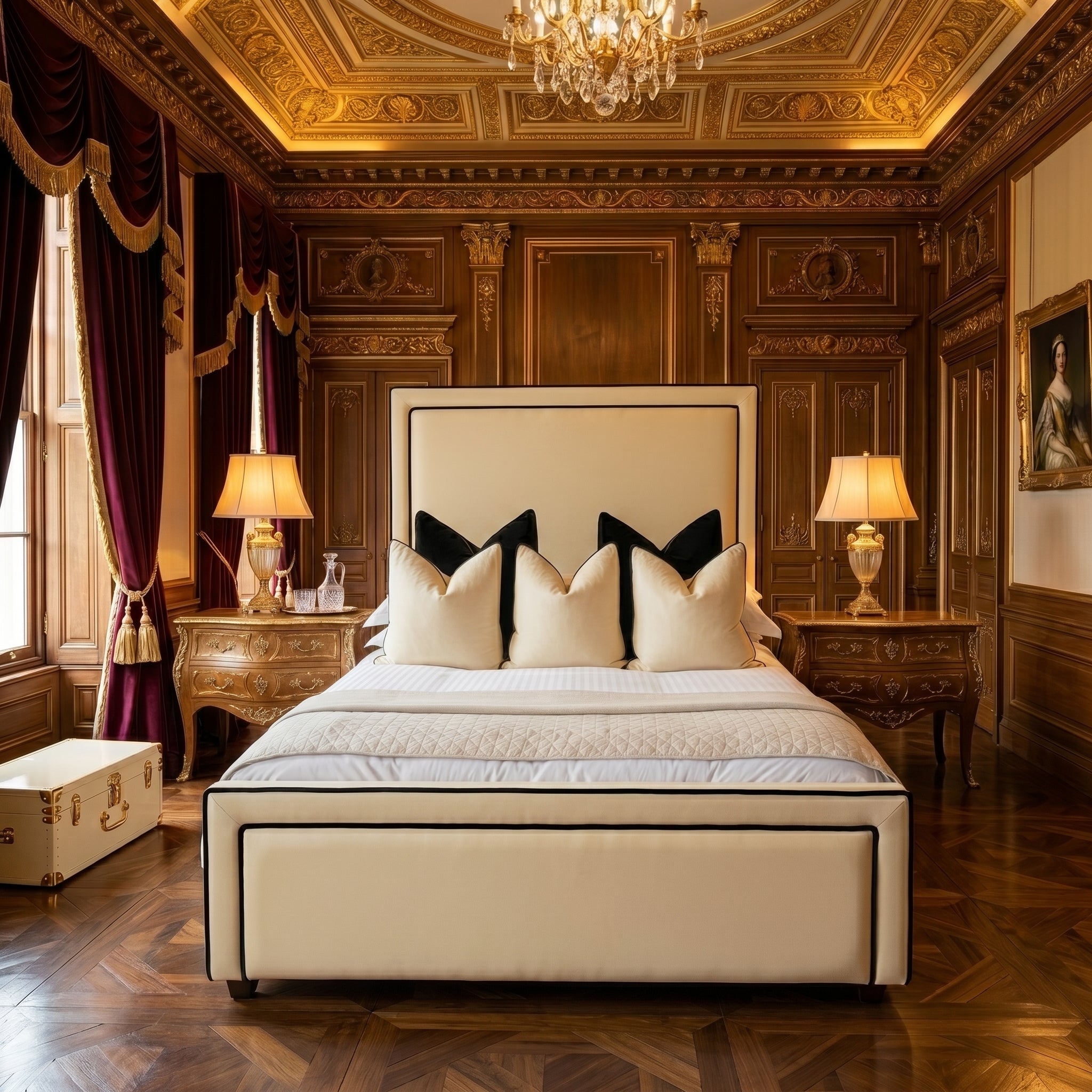 Orchid Border Stripe Upholstered Bedframe