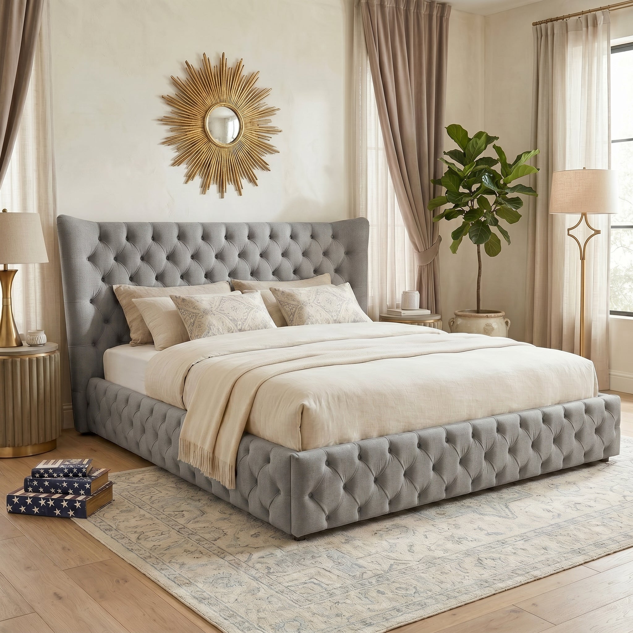 Chesterfield Wing Back Ottoman Bed Frame