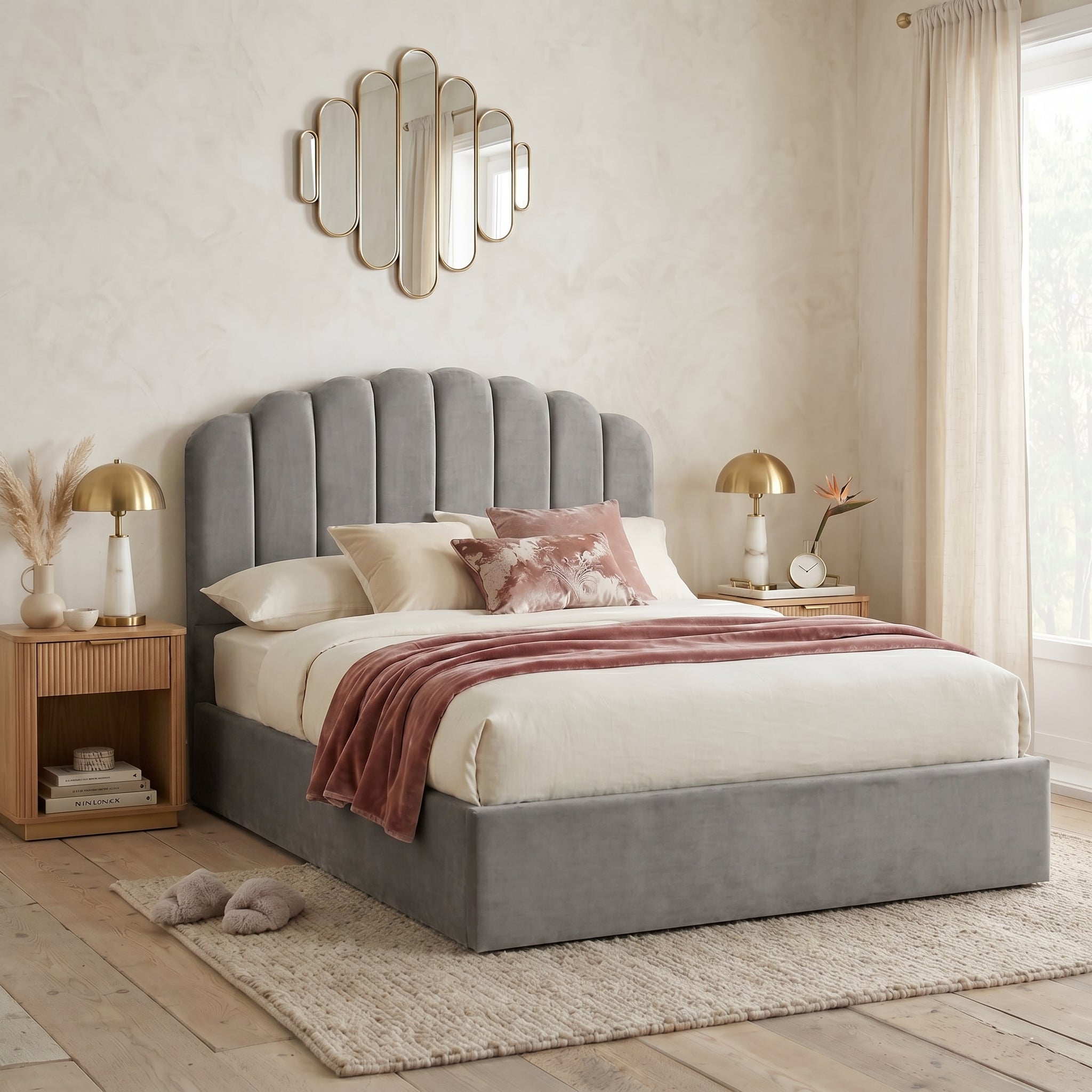 Orchid Teddy Fleece Ottoman Bed with 49" Headboard Beds Sale