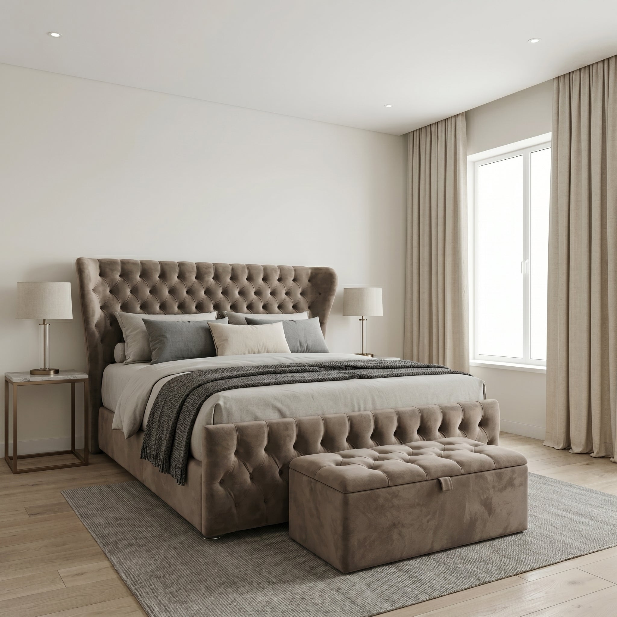 Winged Butterfly Chesterfield Sleigh Bed