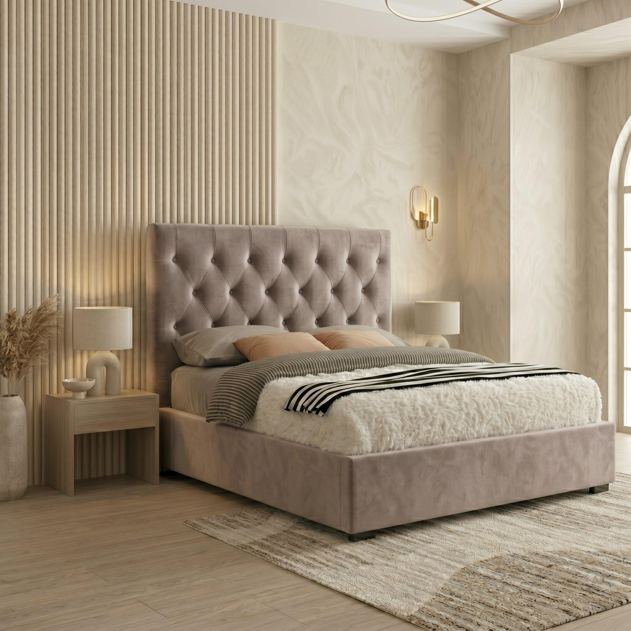 Majestic Chesterfield Cream Ottoman Bed King Size