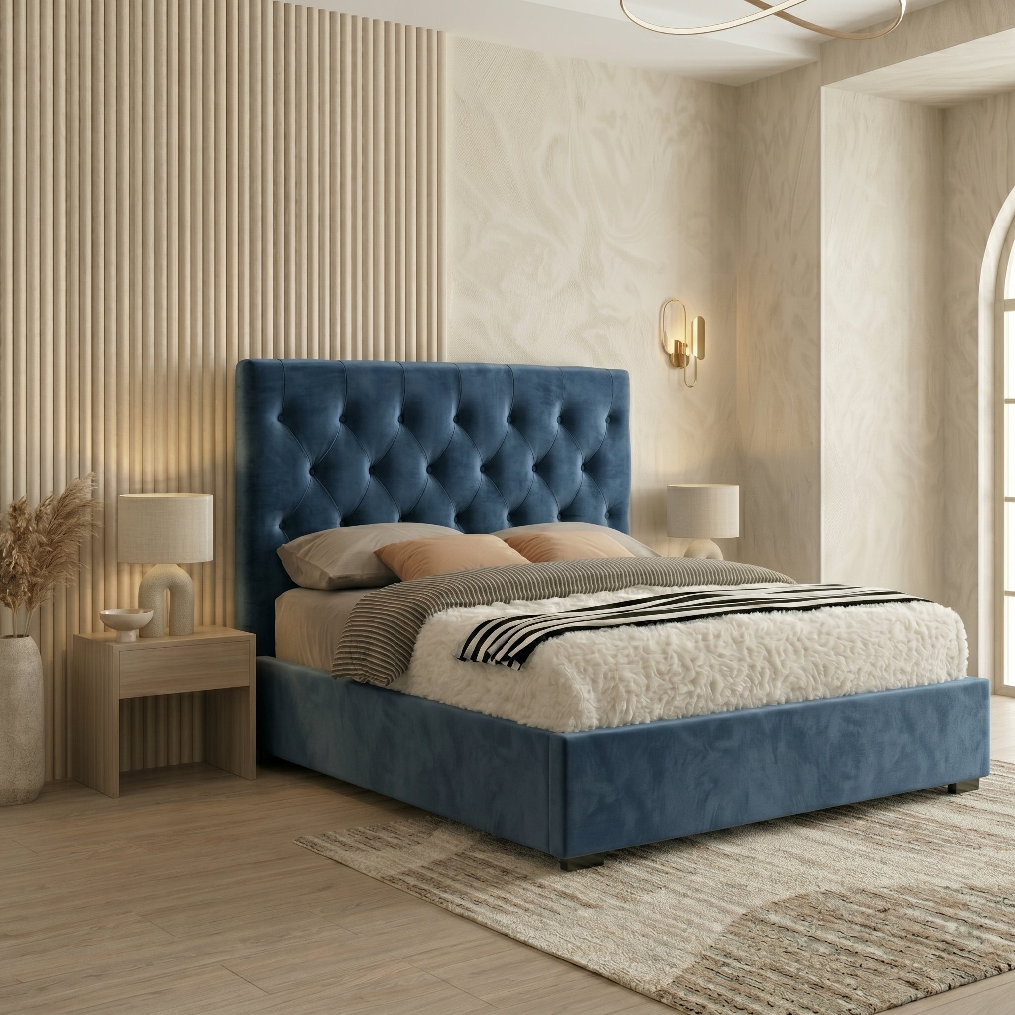 Majestic Chesterfield Cream Ottoman Bed King Size
