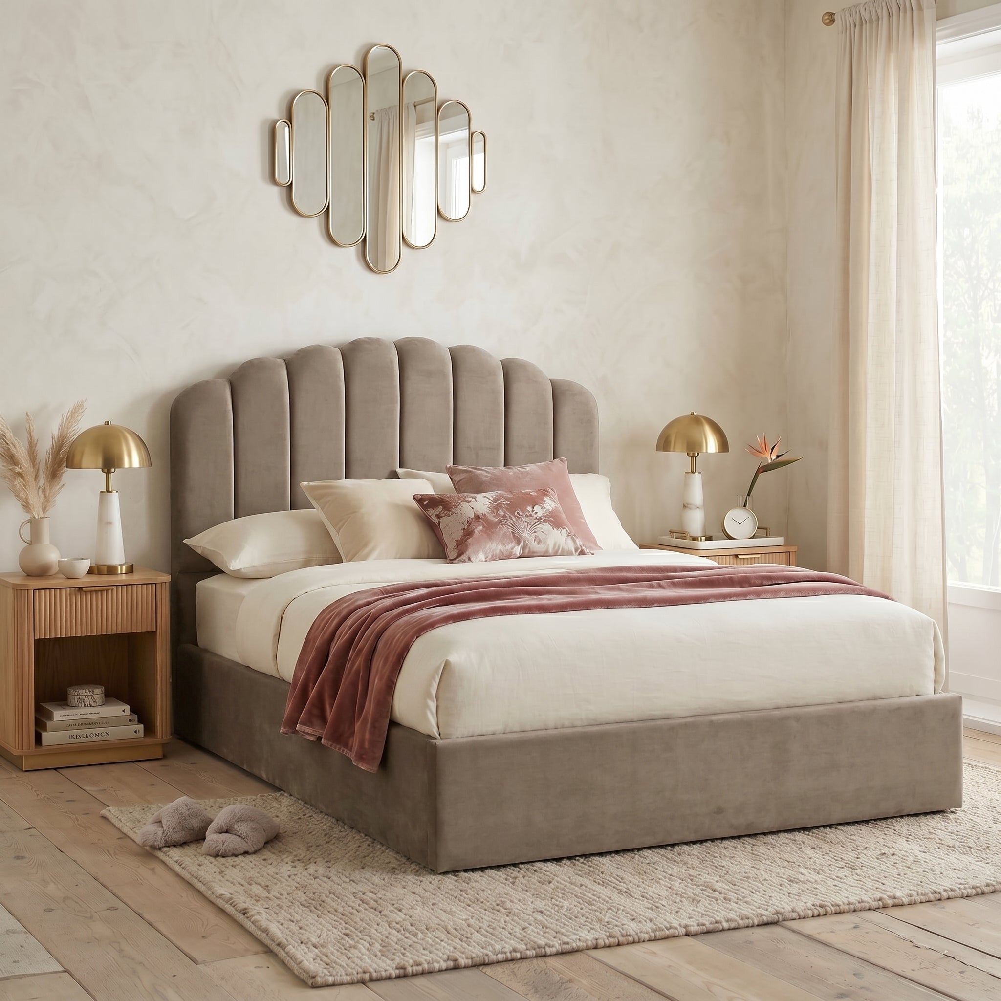 Orchid Teddy Fleece Ottoman Bed with 49" Headboard Beds Sale