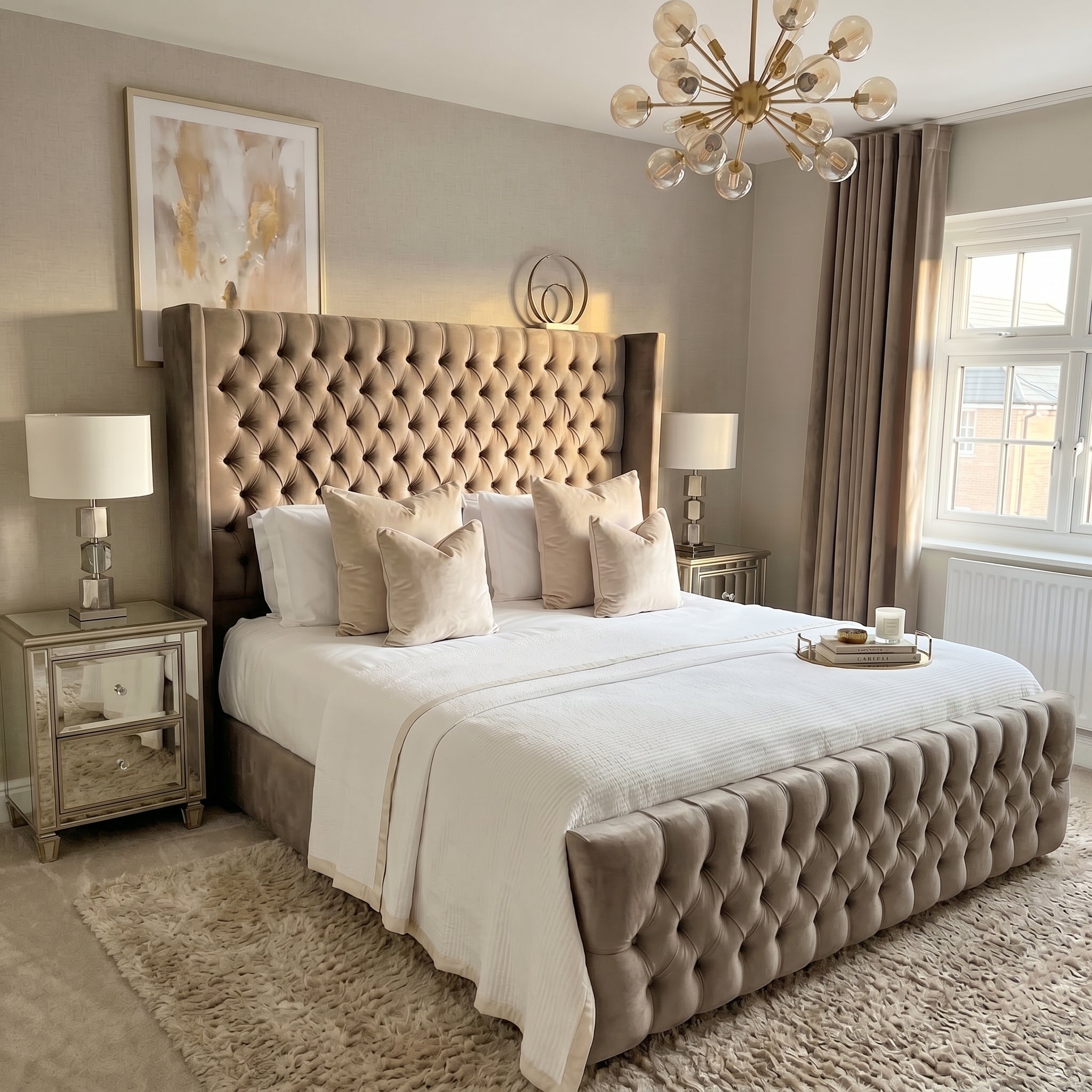 Wingback Upholstered Bed Frame Discounted Price