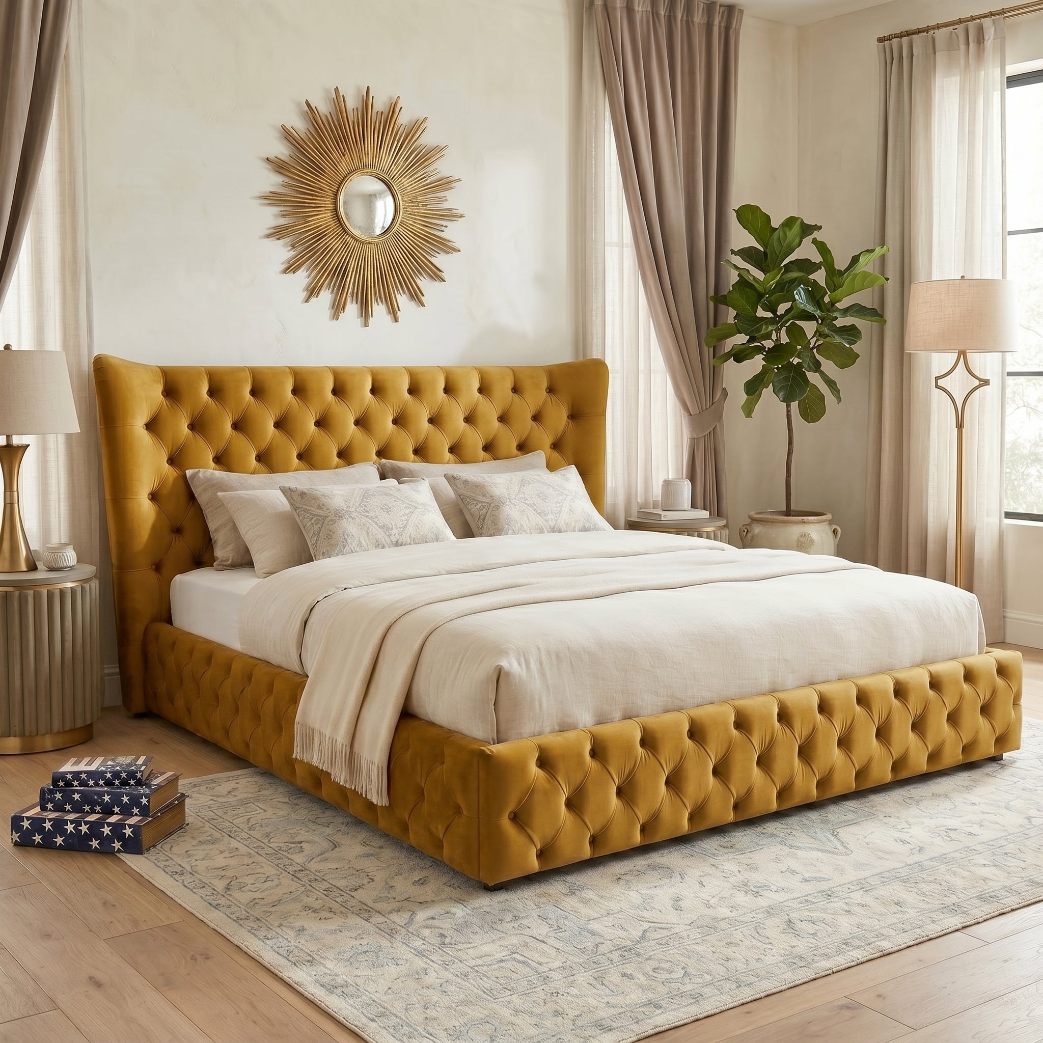 Chesterfield Wing Back Ottoman Bed Frame
