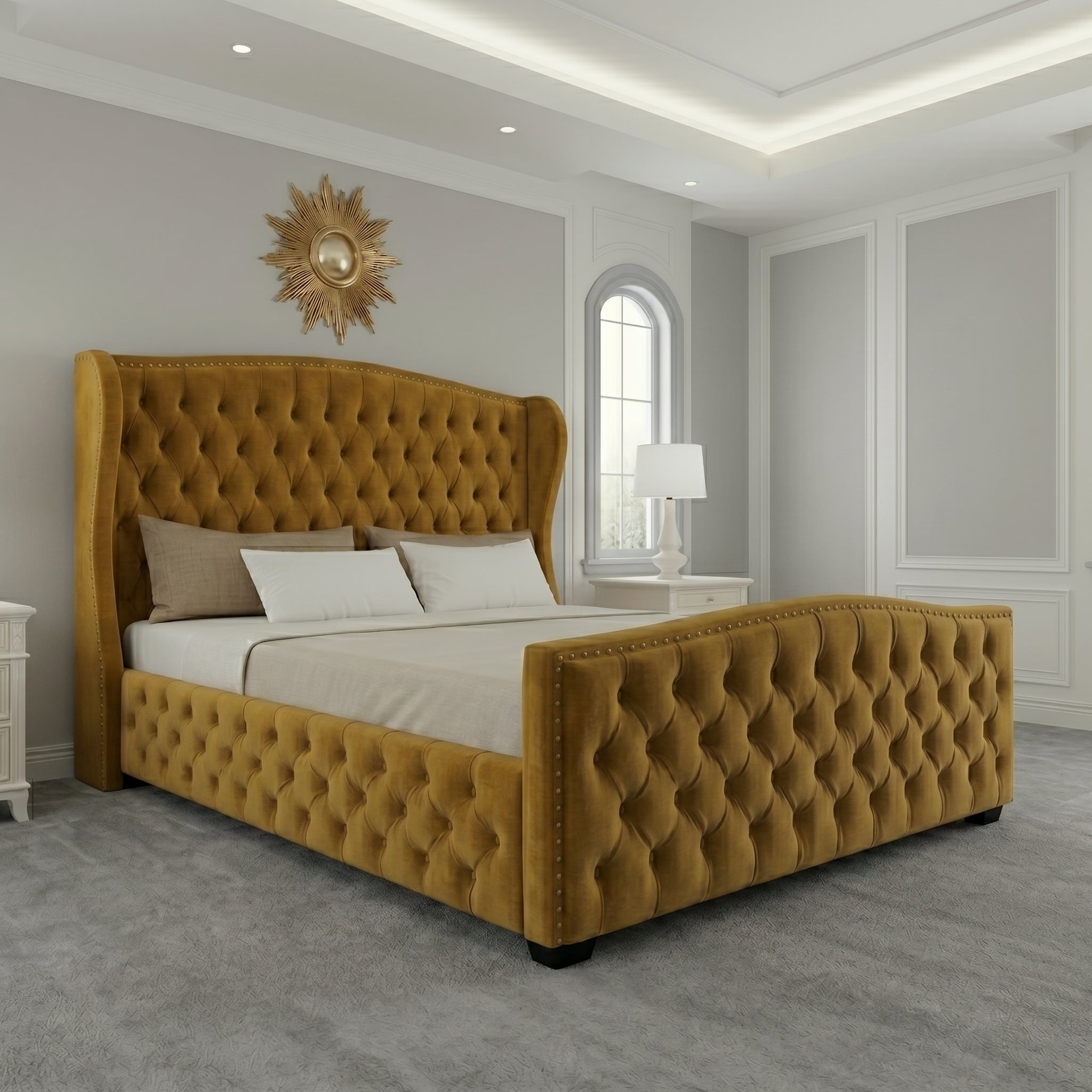 Buckingham Wingback Upholstered Bed with Classic Design