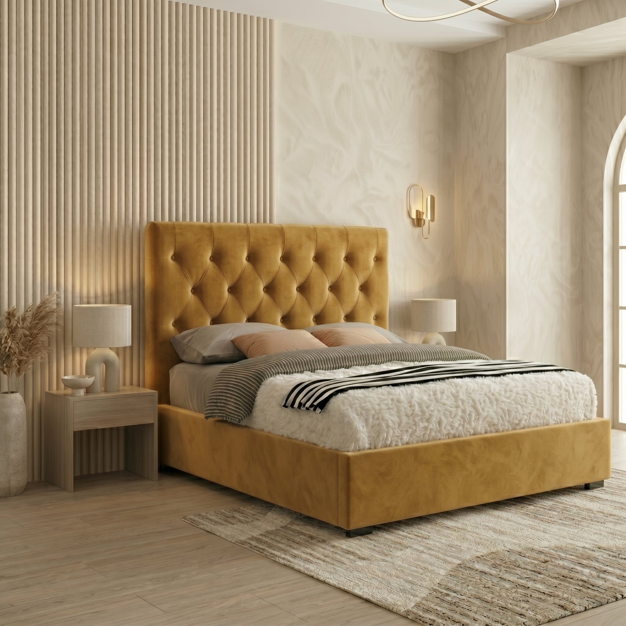 Majestic Chesterfield Cream Ottoman Bed King Size