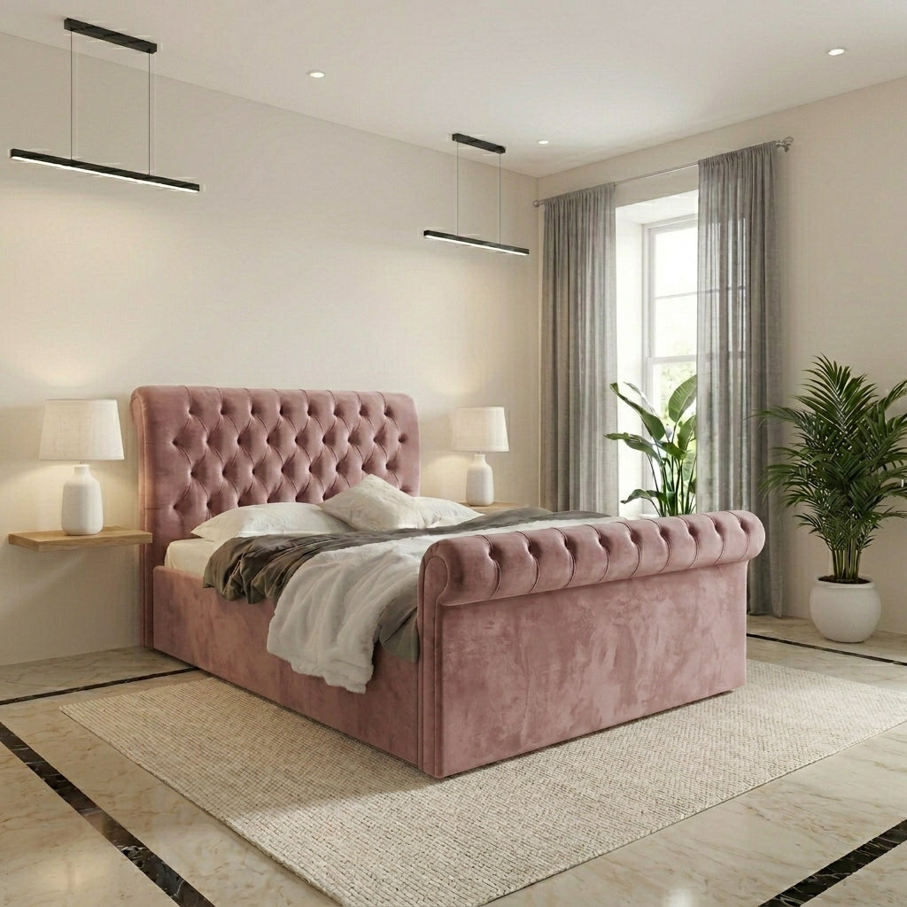 Luxurious Plush Velvet Upholstered Bed