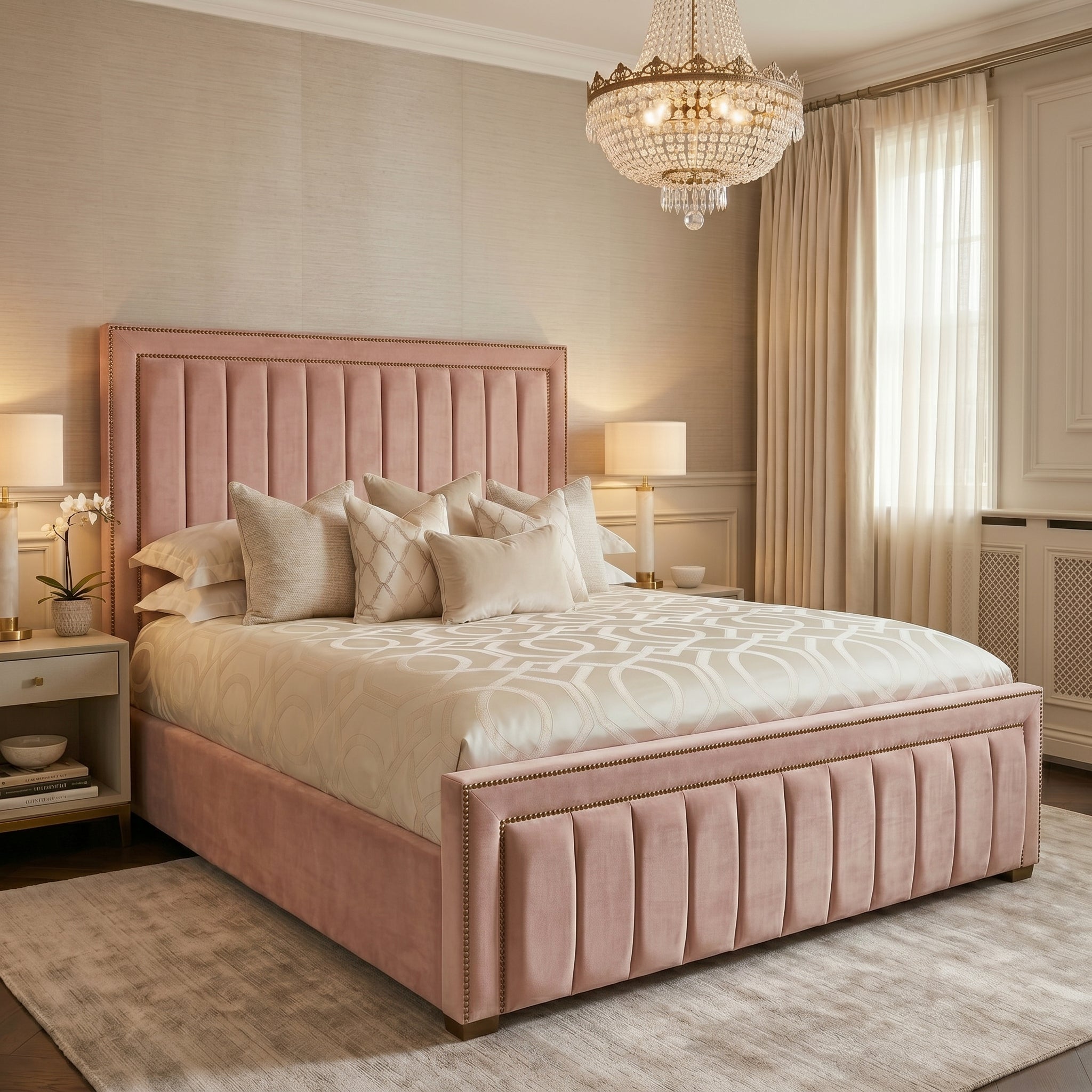 Modern Stripe King Panel Bed Frame