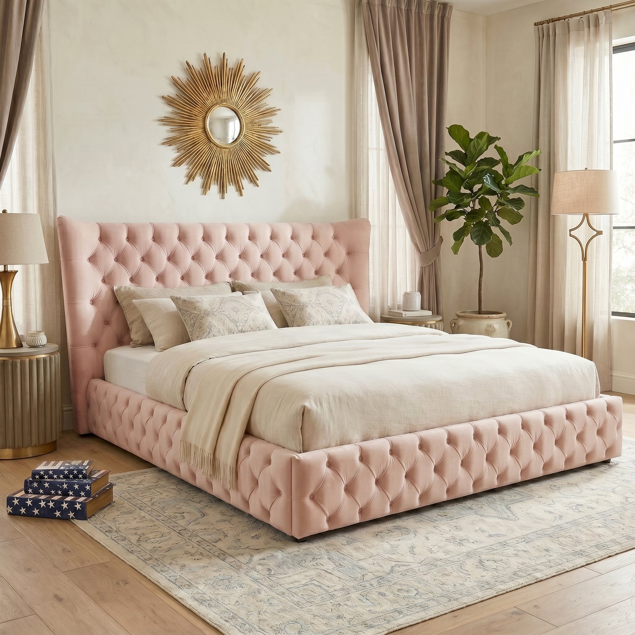 Chesterfield Wing Back Ottoman Bed Frame