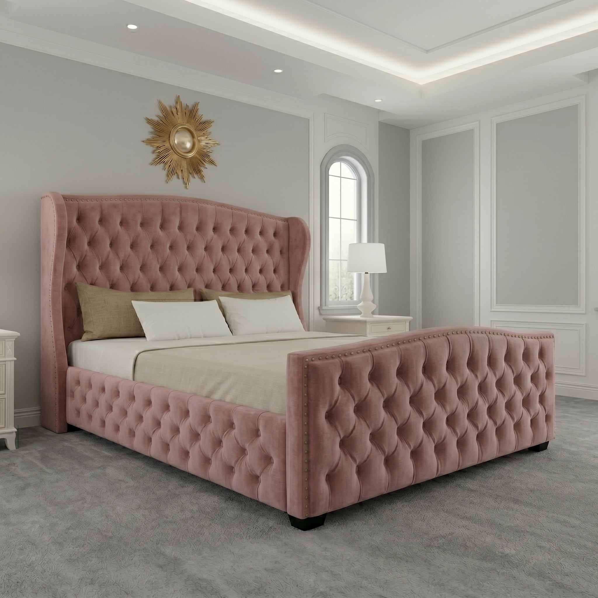 Buckingham Wingback Upholstered Bed with Classic Design
