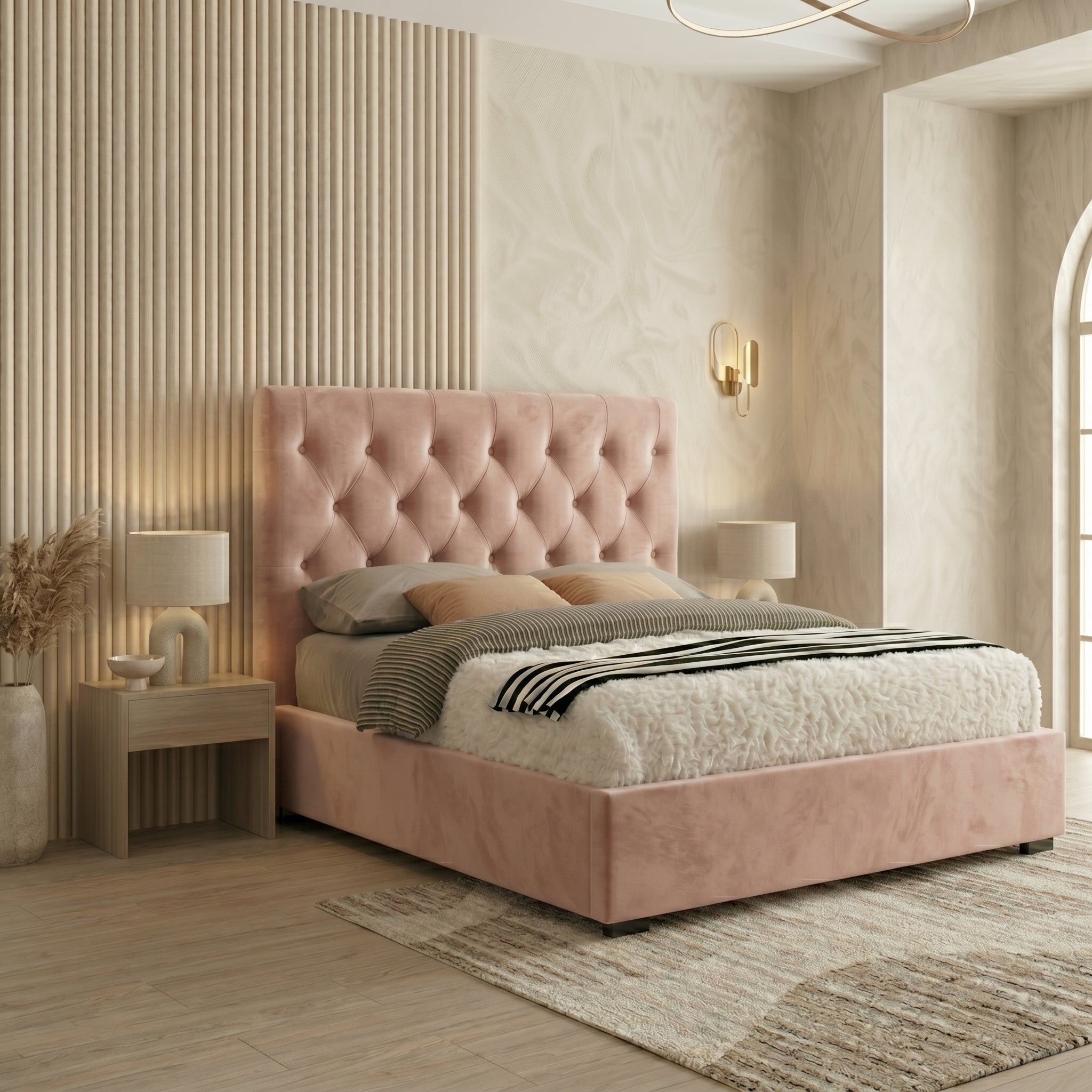 Majestic Chesterfield Cream Ottoman Bed King Size