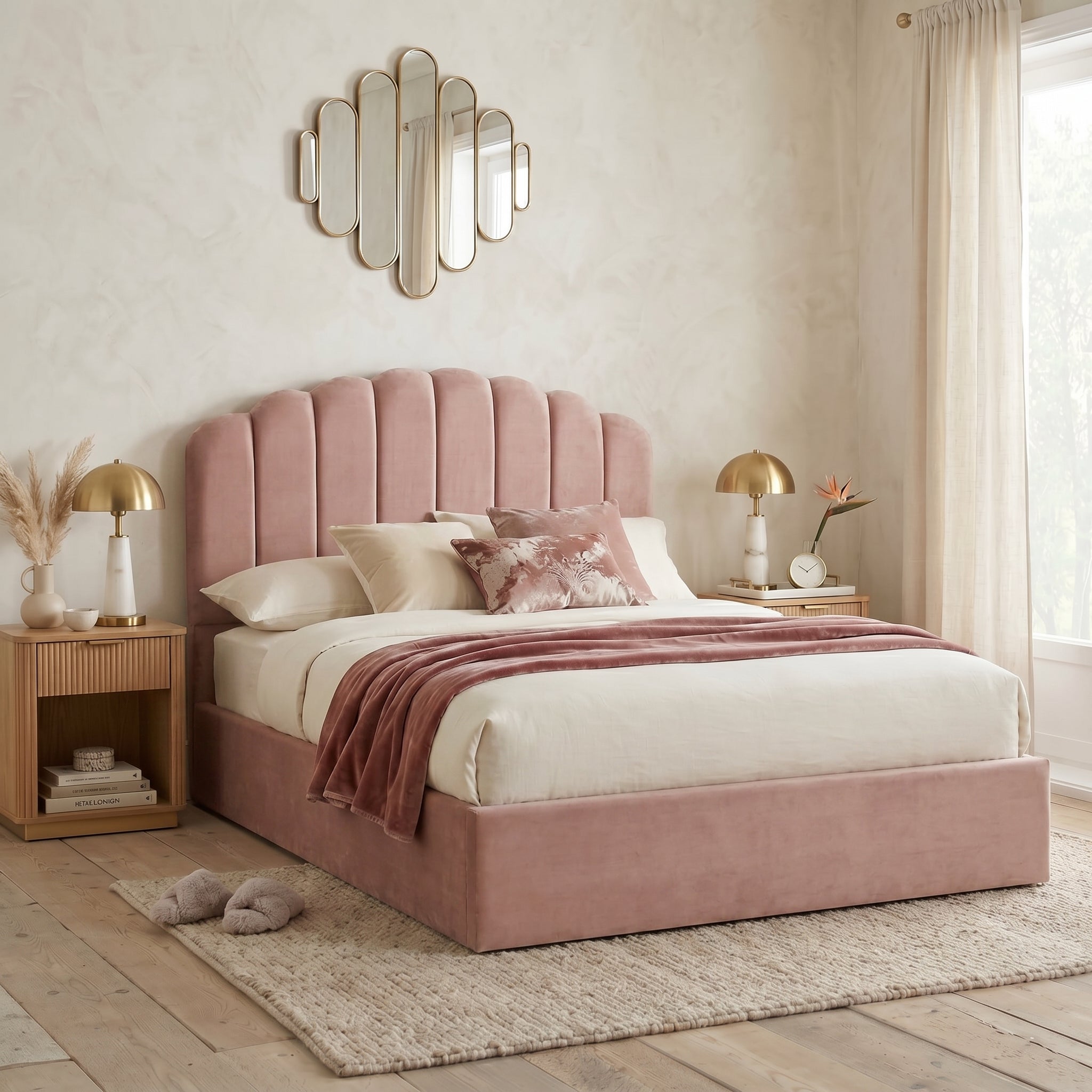Orchid Teddy Fleece Ottoman Bed with 49" Headboard Beds Sale