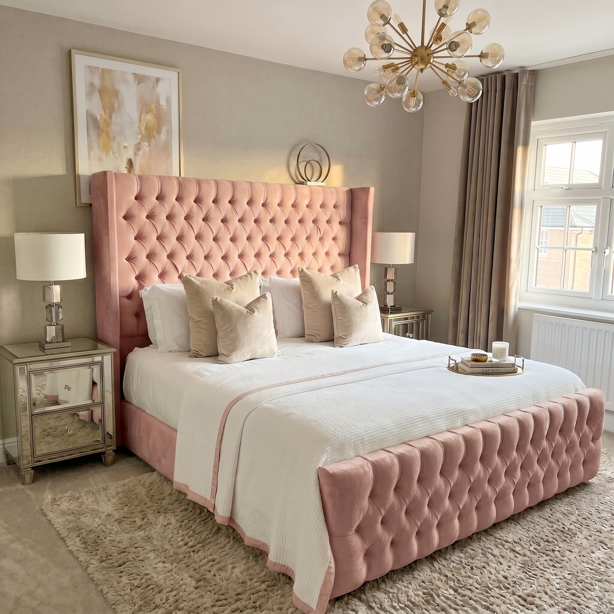 Wingback Upholstered Bed Frame Discounted Price