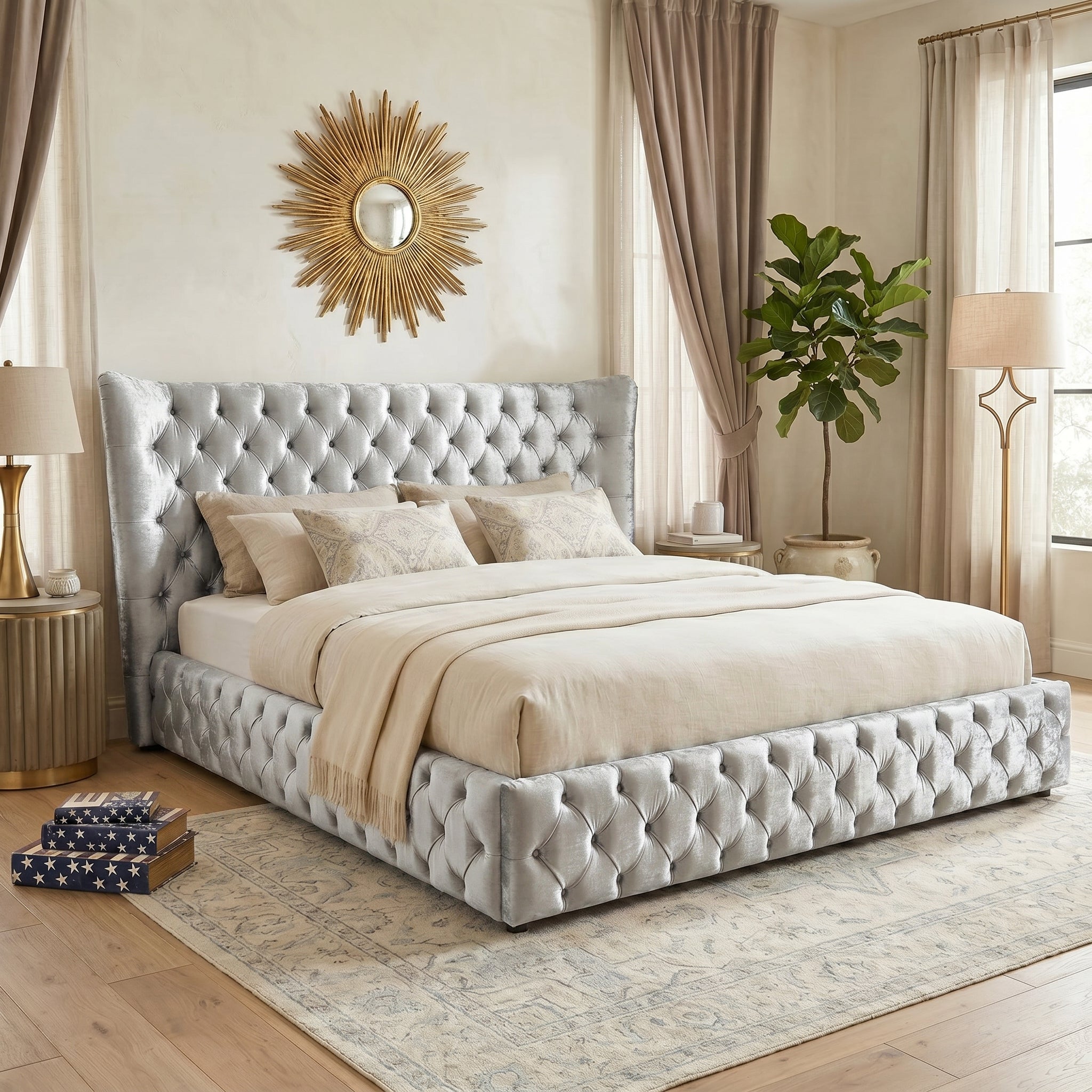 Chesterfield Wing Back Ottoman Bed Frame