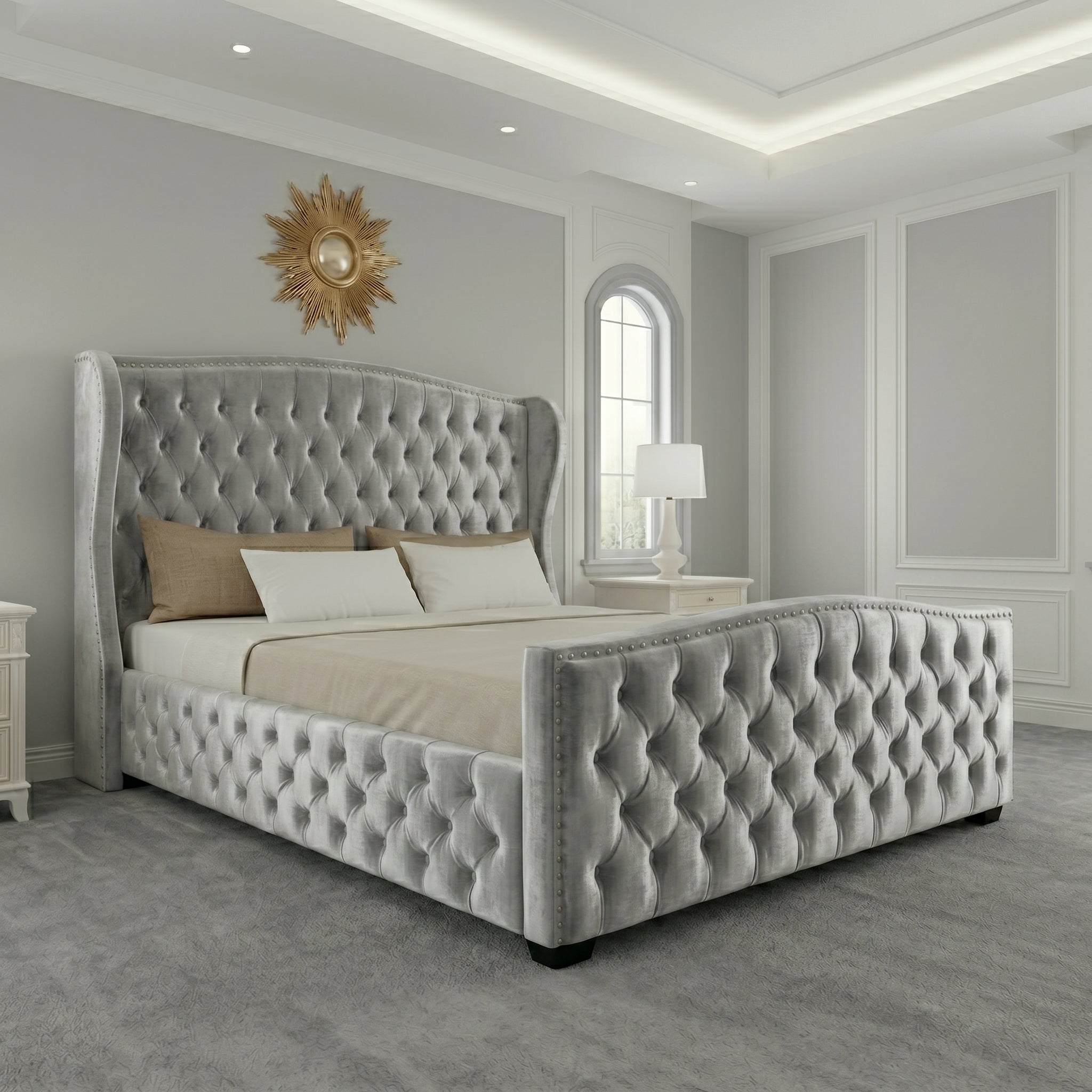 Buckingham Wingback Upholstered Bed with Classic Design