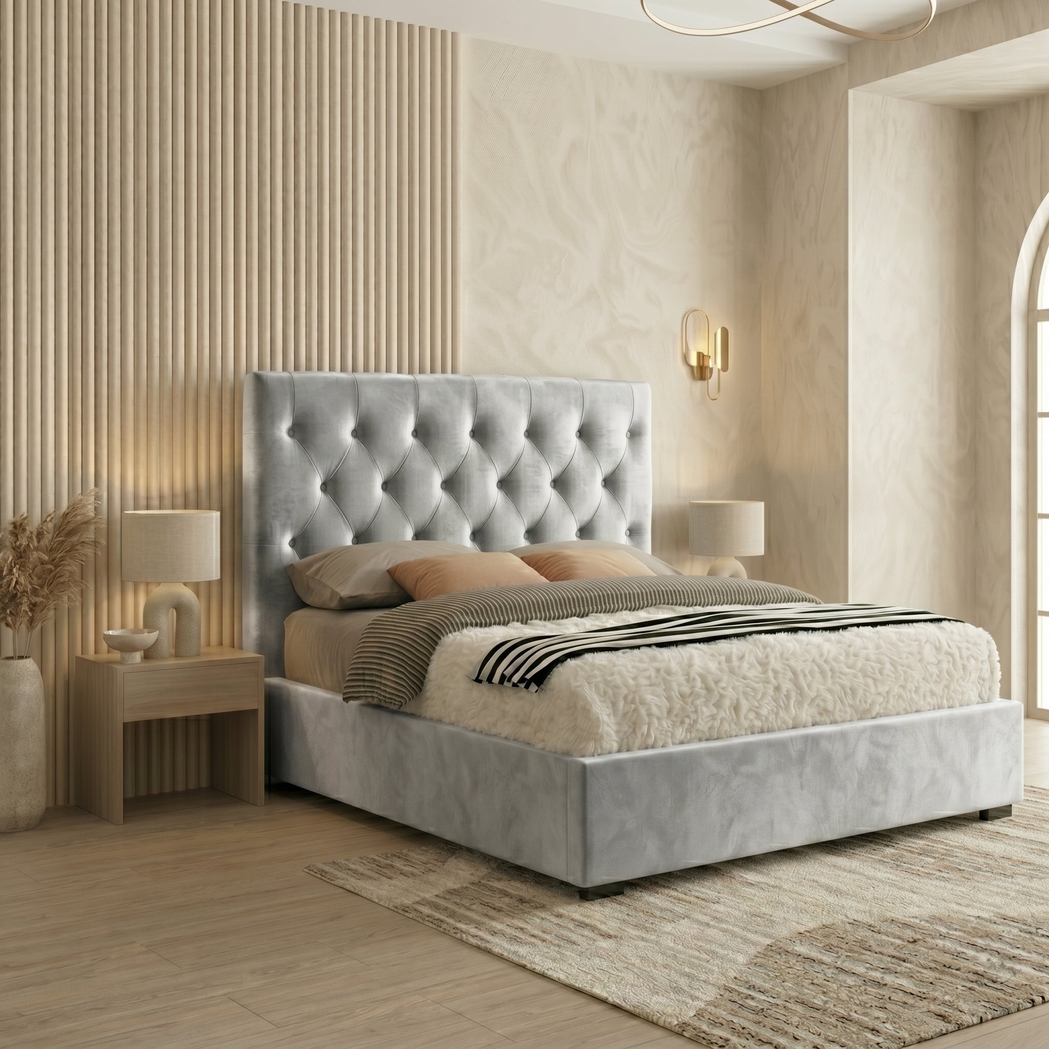 Majestic Chesterfield Cream Ottoman Bed King Size