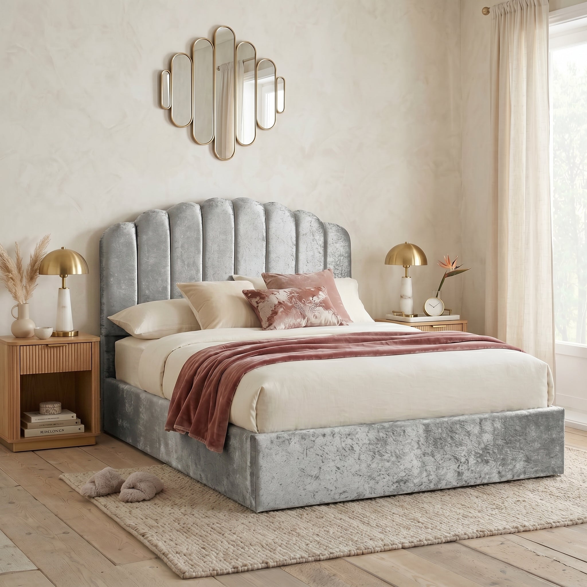 Orchid Teddy Fleece Ottoman Bed with 49" Headboard Beds Sale