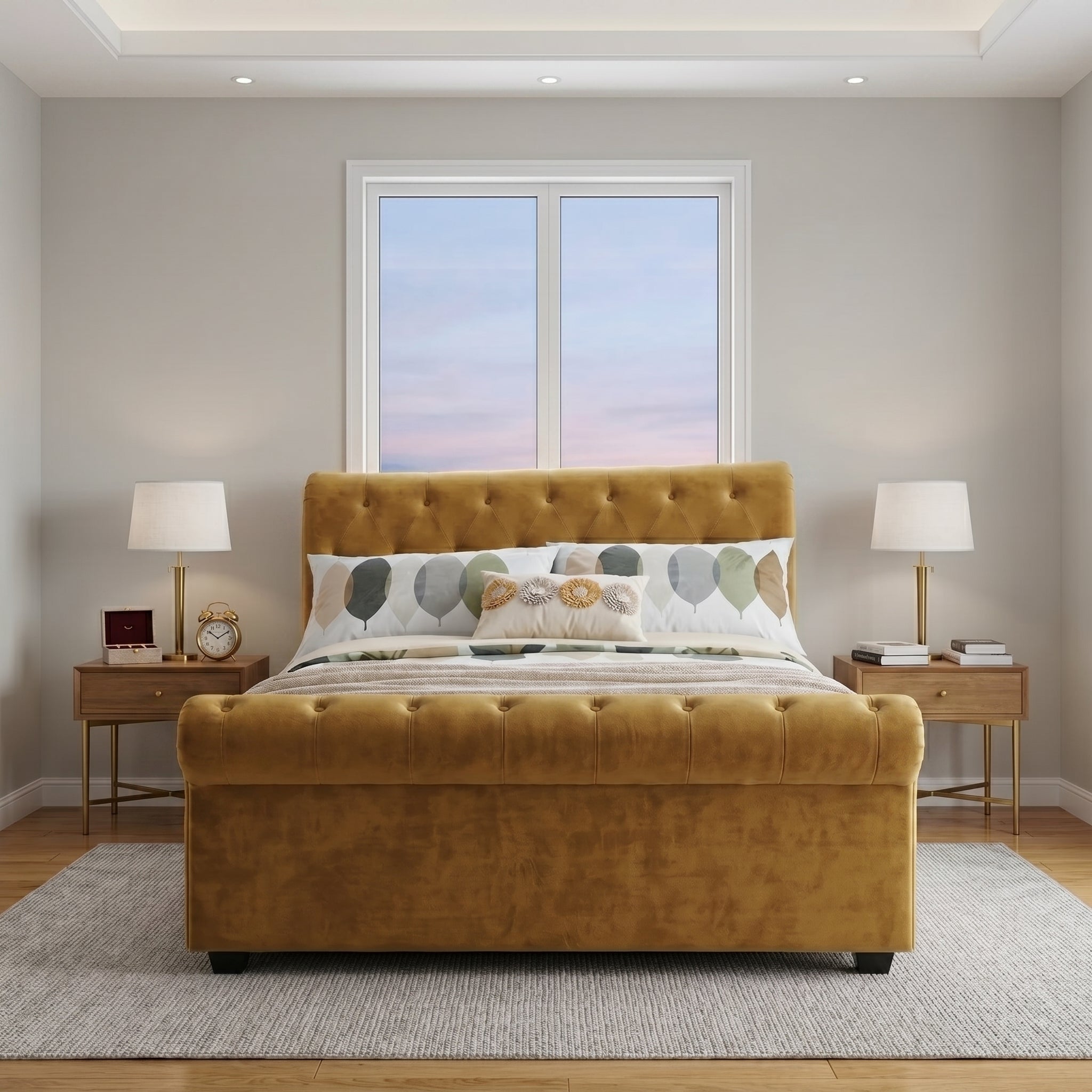 Wooden Bed Frame Upholstered Single to King Size Available