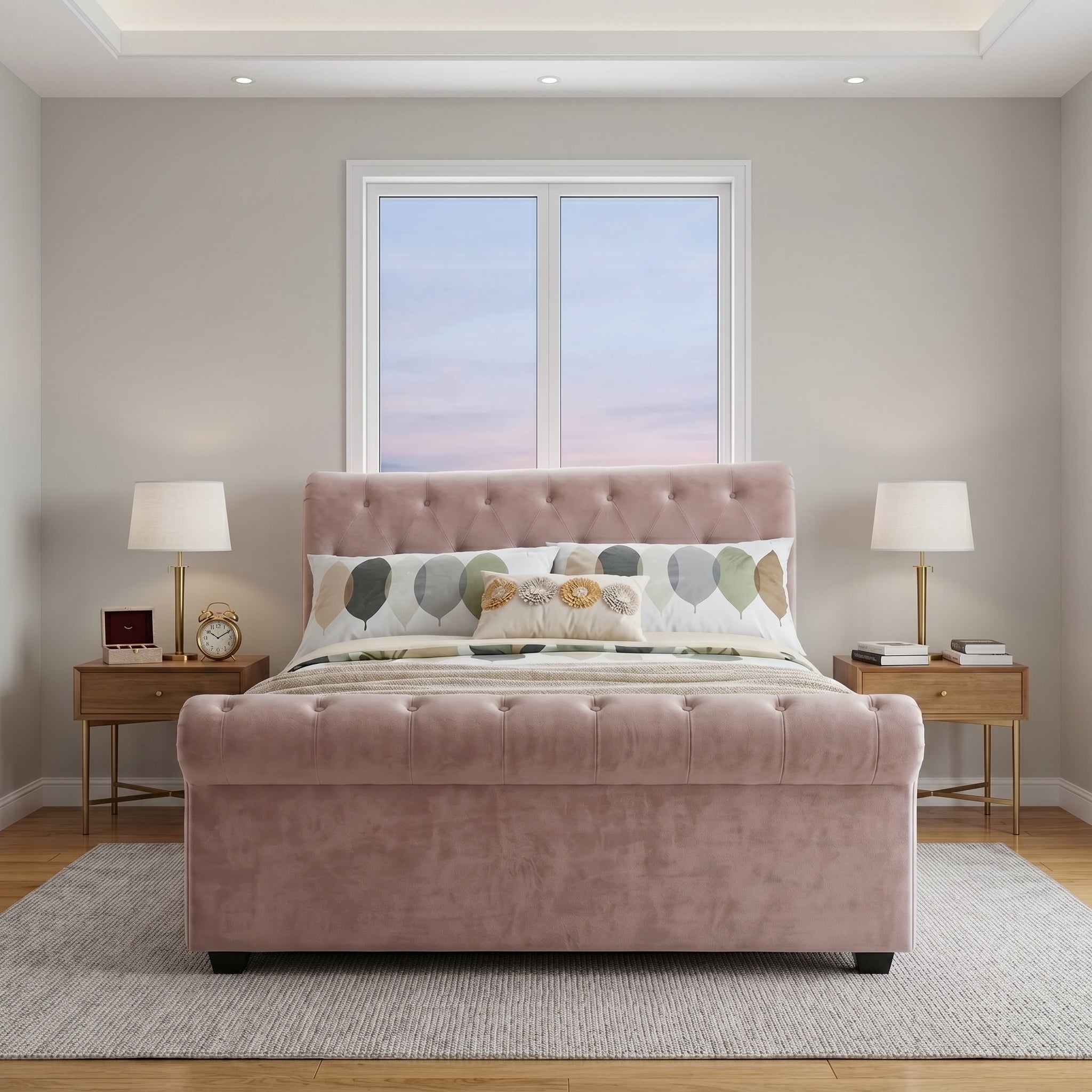 Wooden Bed Frame Upholstered Single to King Size Available