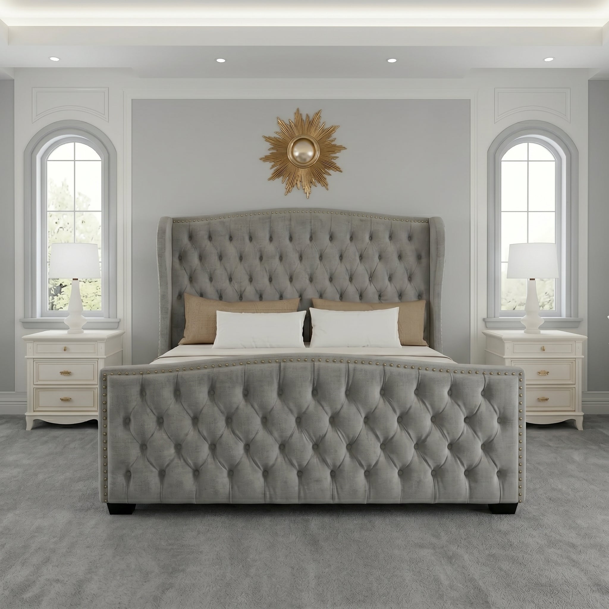 Buckingham Wingback Upholstered Bed with Classic Design
