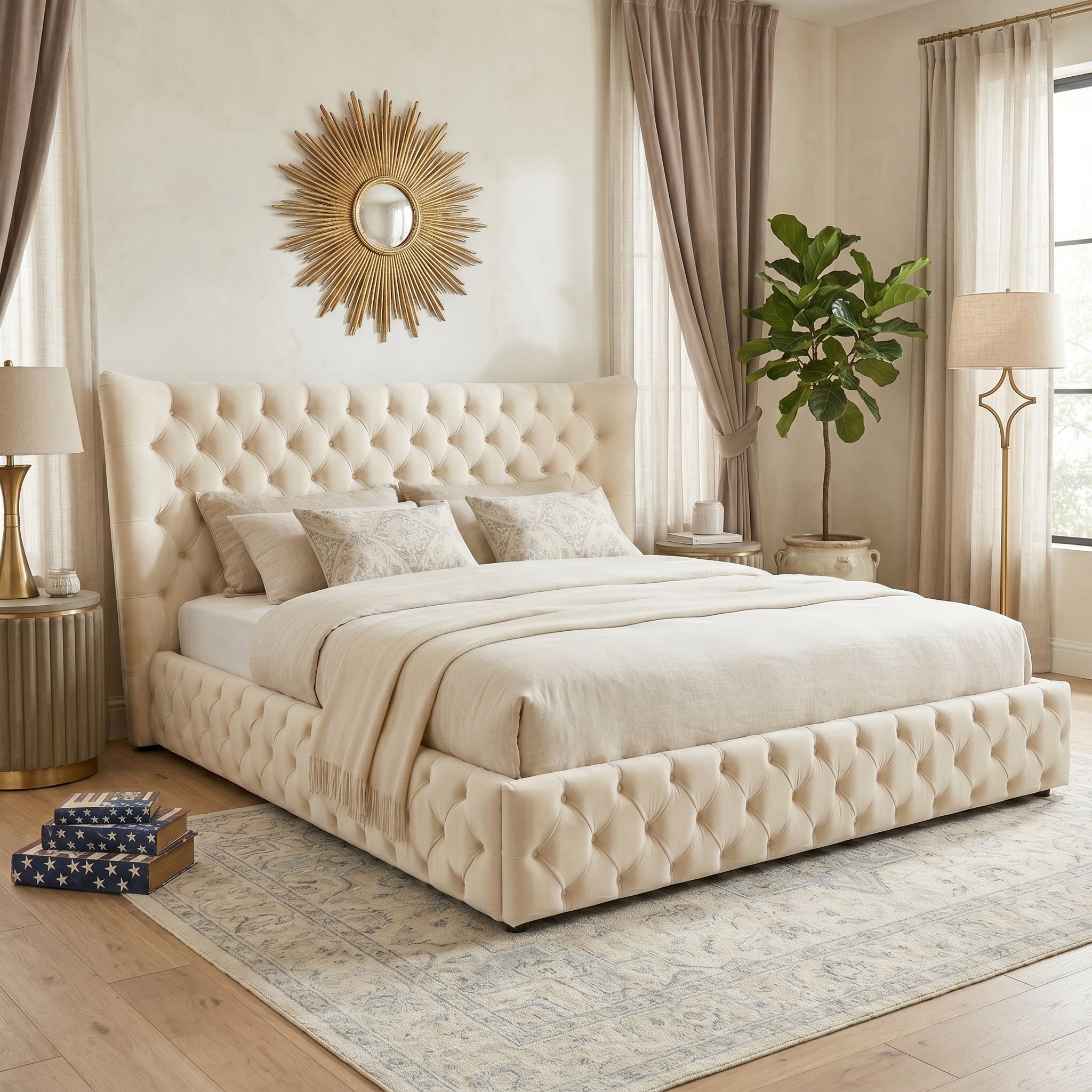 Chesterfield Wing Back Ottoman Bed Frame