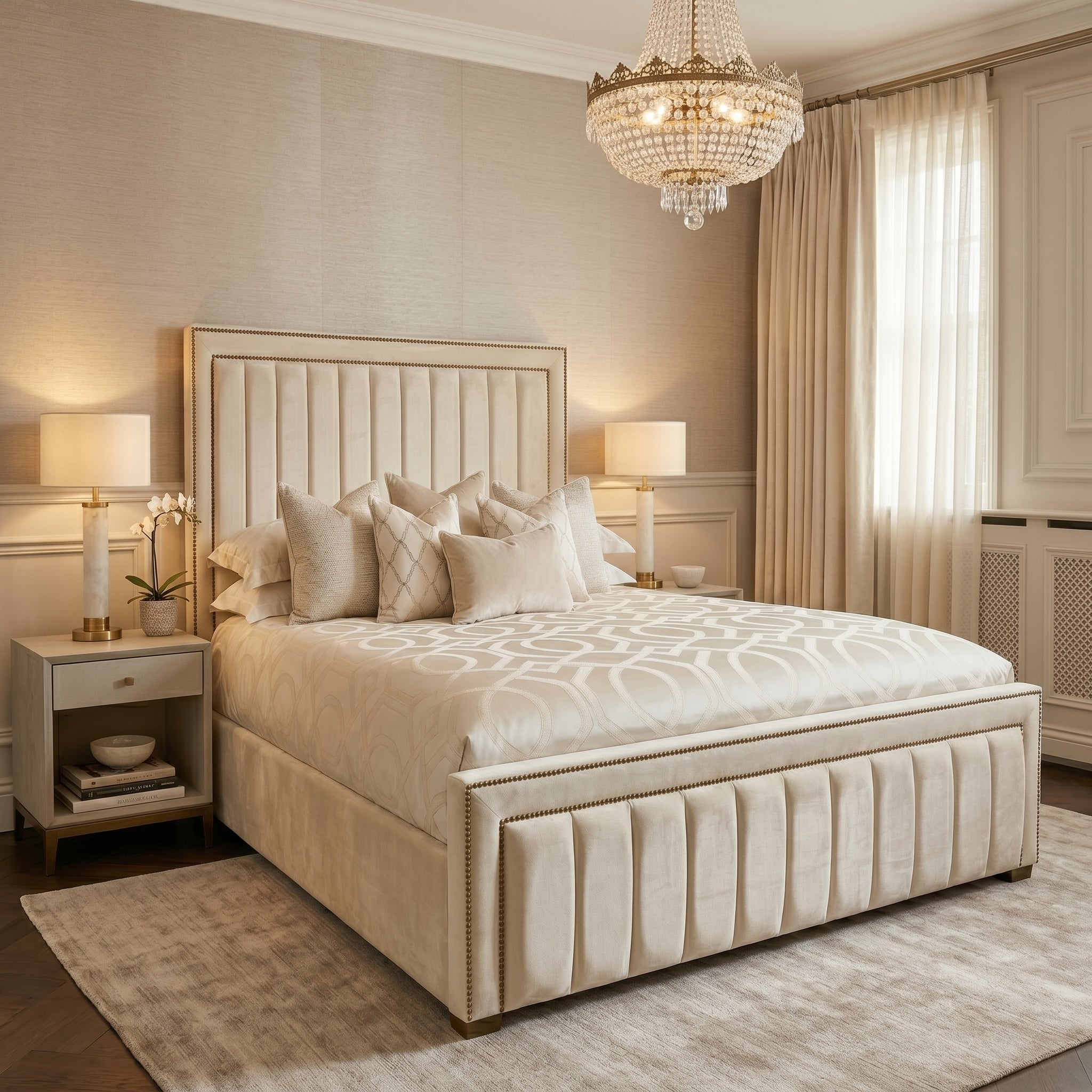 Modern Stripe King Panel Bed Frame