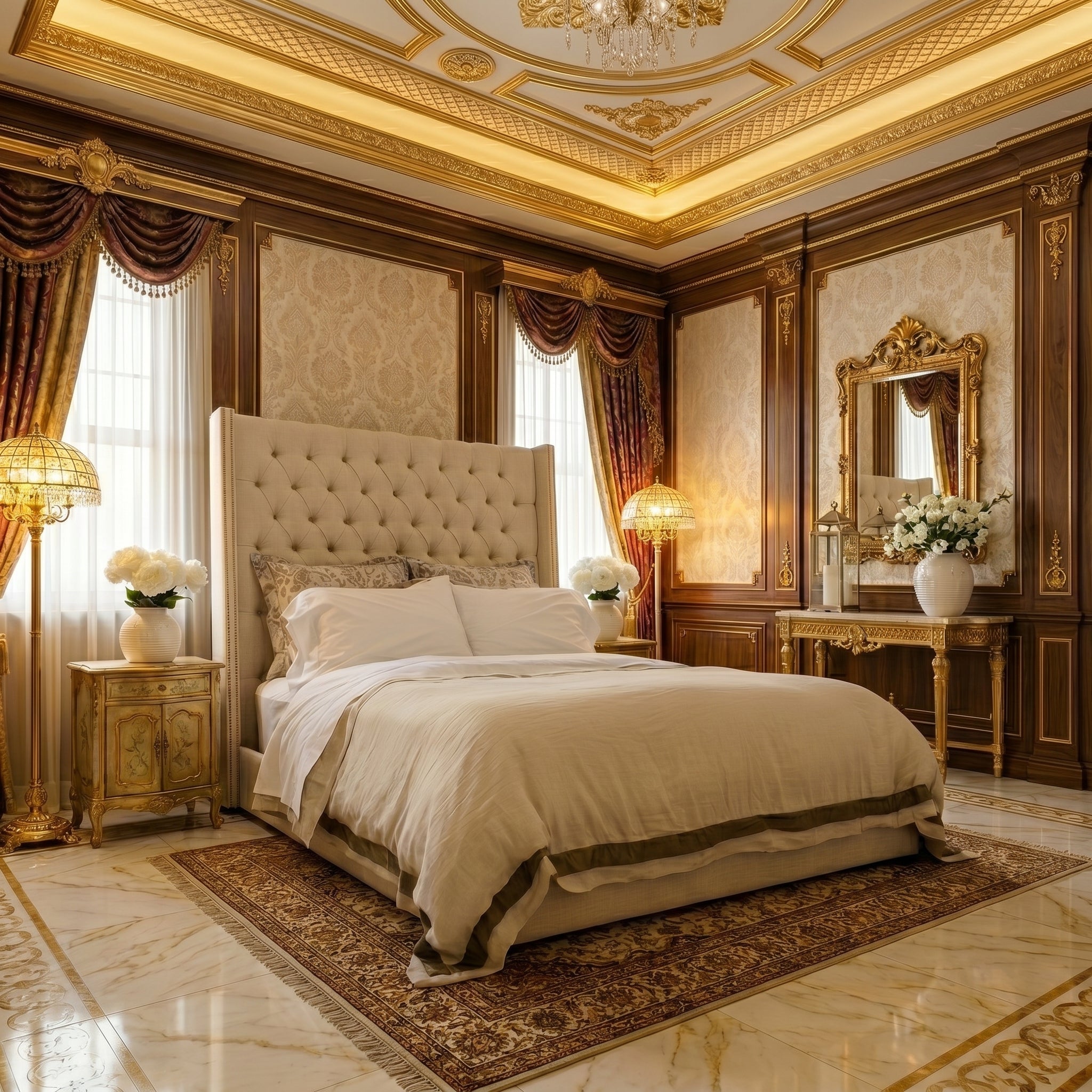 Upholstered Wingback Bed Frame
