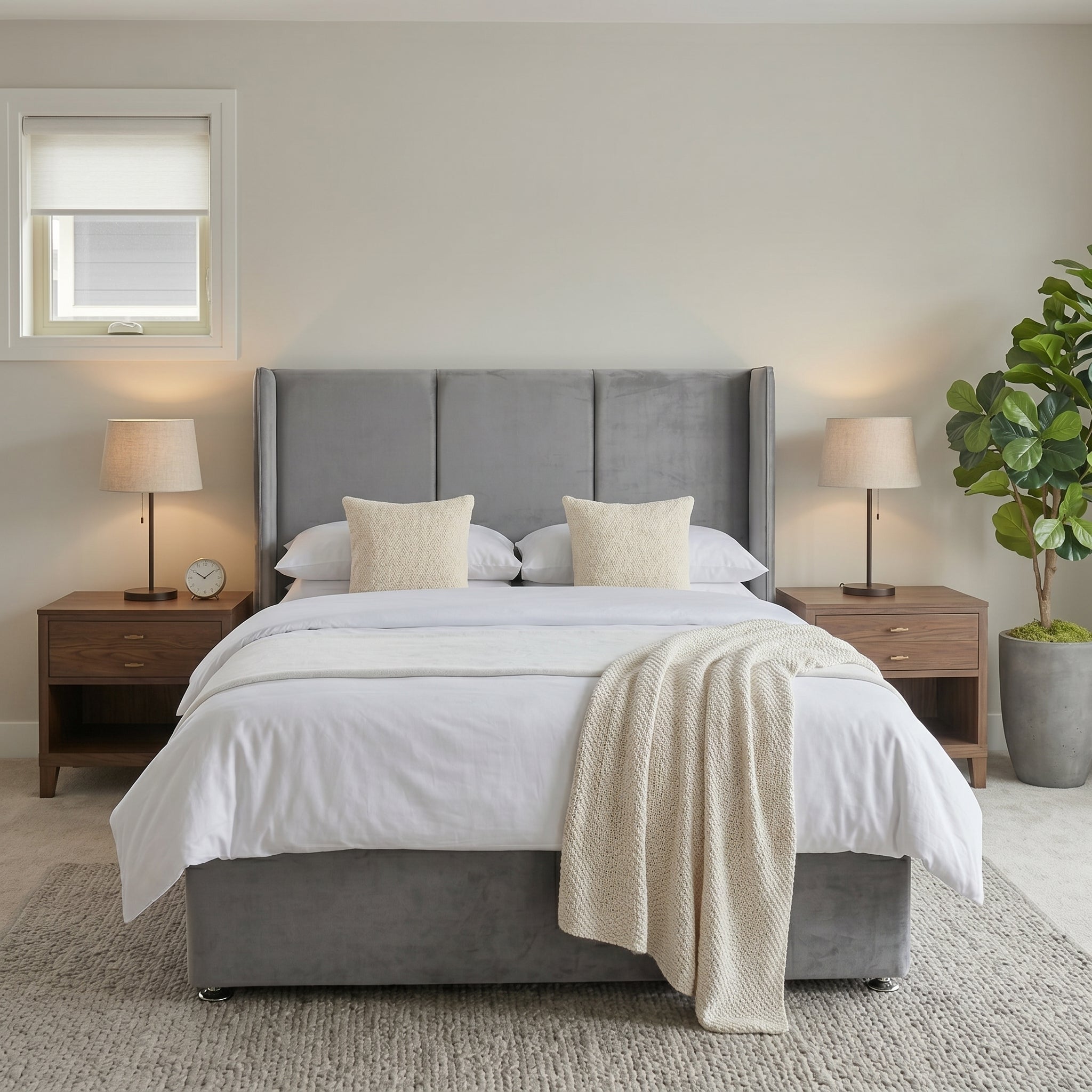 Wingback Upholstered Ottoman Bed Frame