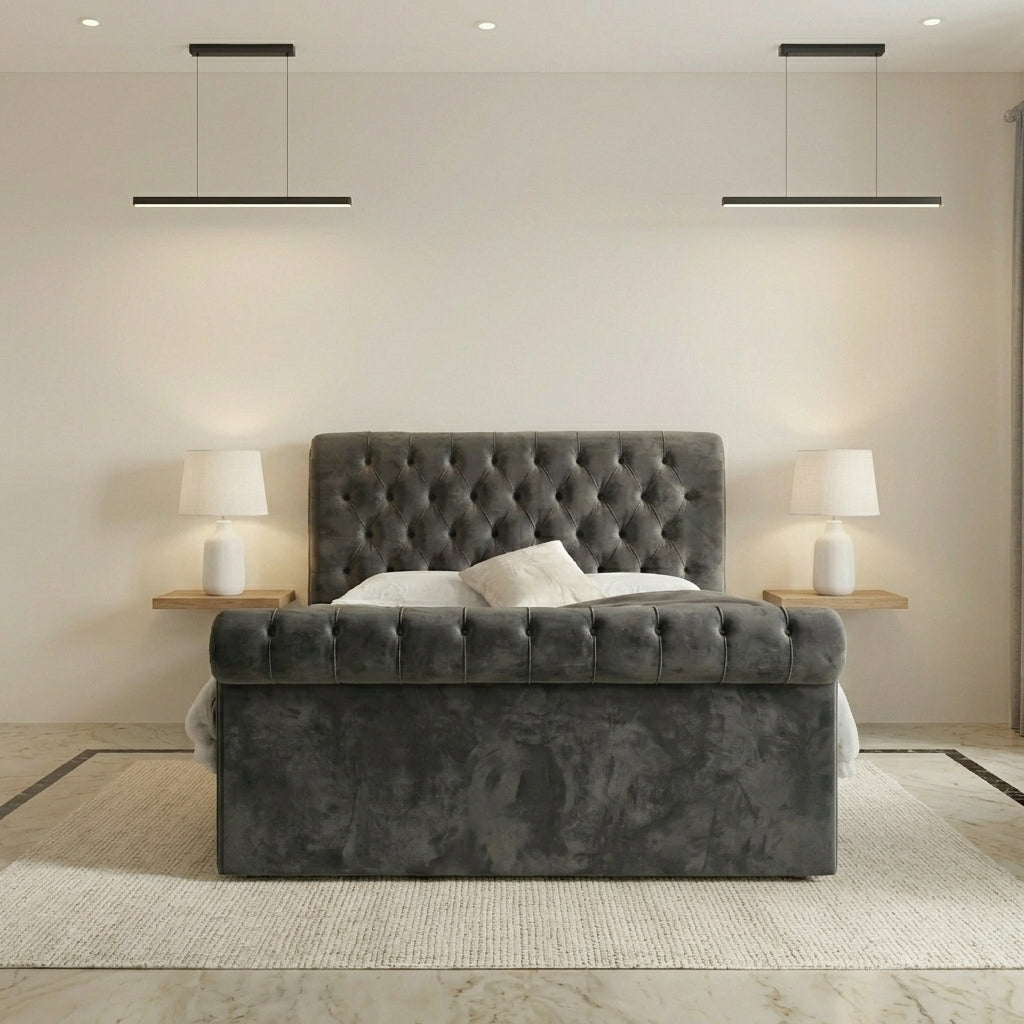 Luxurious Plush Velvet Upholstered Bed