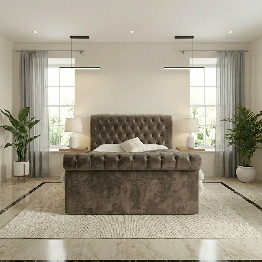 Luxurious Plush Velvet Upholstered Bed