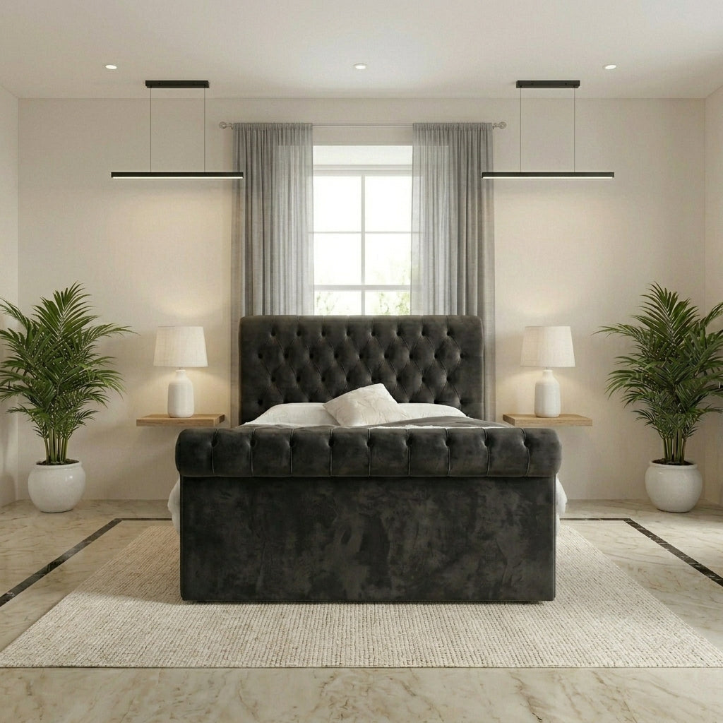 Luxurious Plush Velvet Upholstered Bed