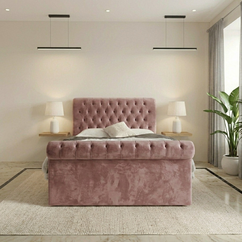 Luxurious Plush Velvet Upholstered Bed