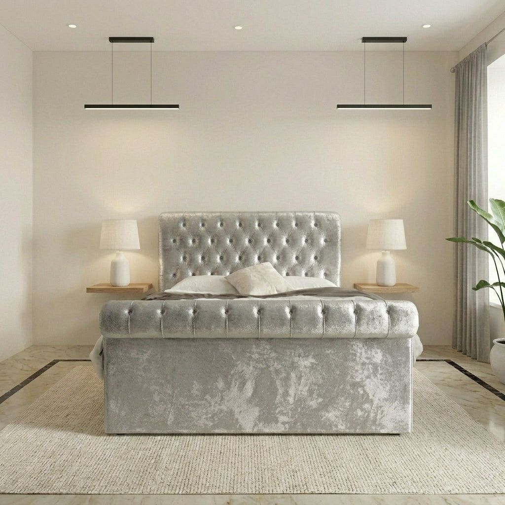 Luxurious Plush Velvet Upholstered Bed
