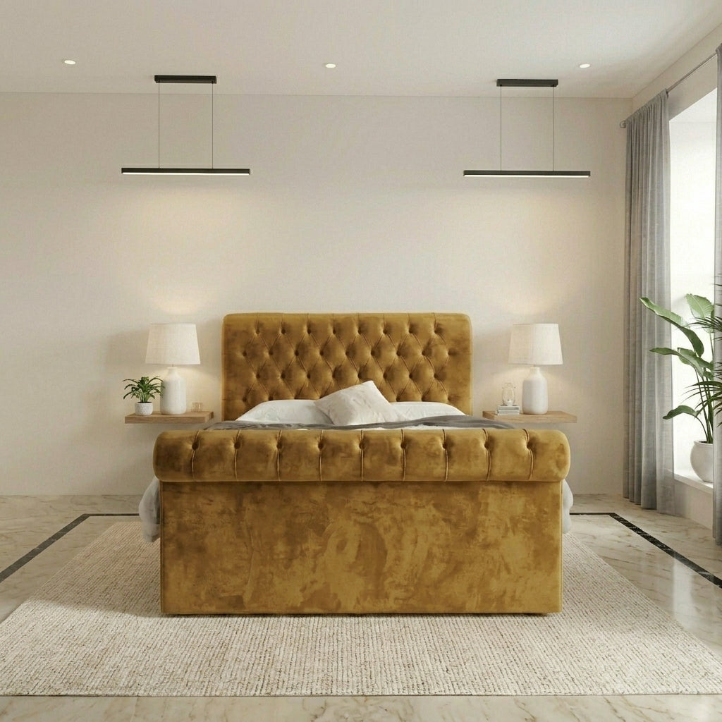 Luxurious Plush Velvet Upholstered Bed