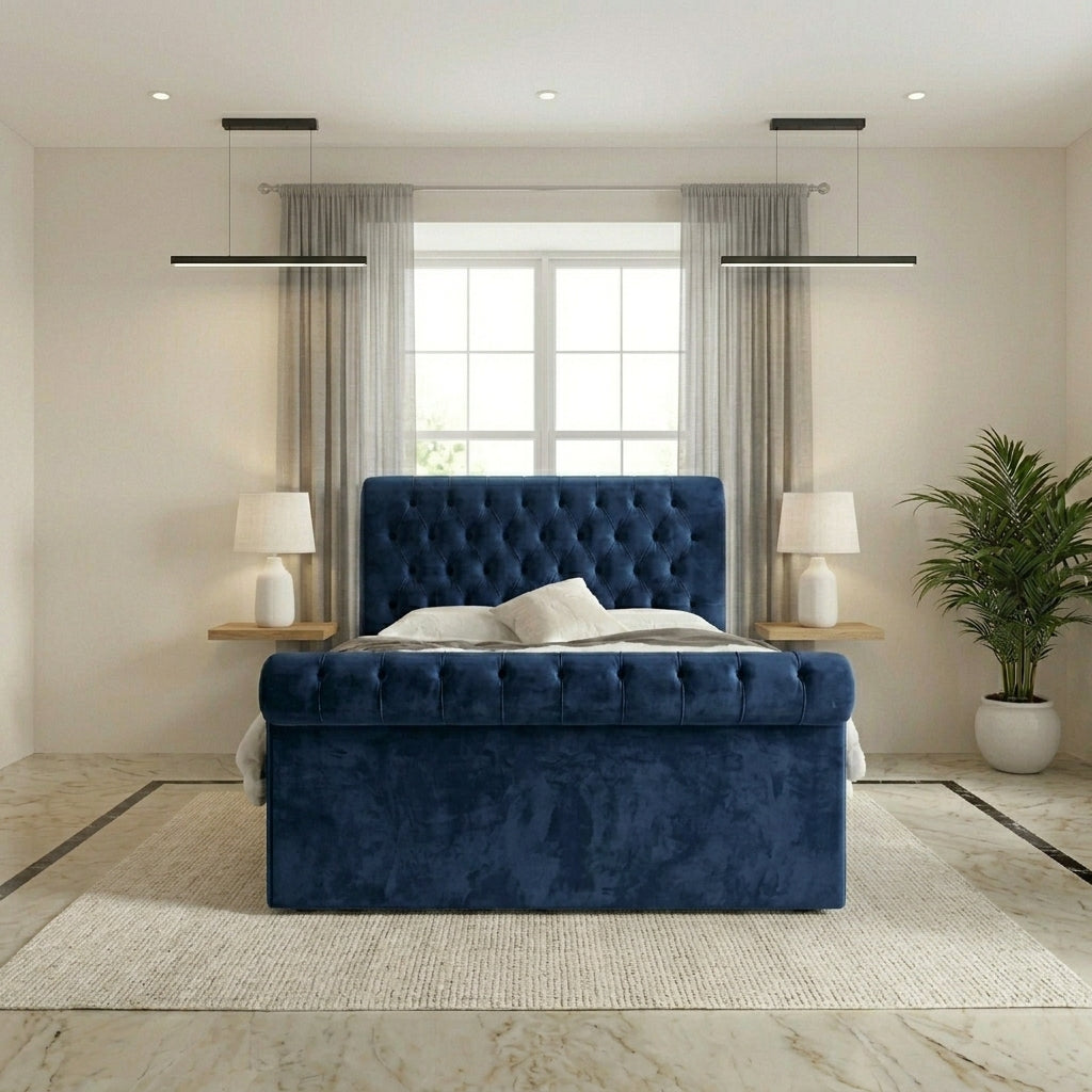 Luxurious Plush Velvet Upholstered Bed