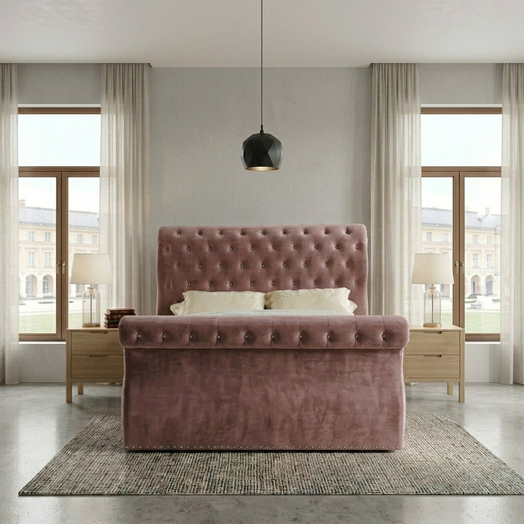 Luxurious Black Velvet Upholstered Bed