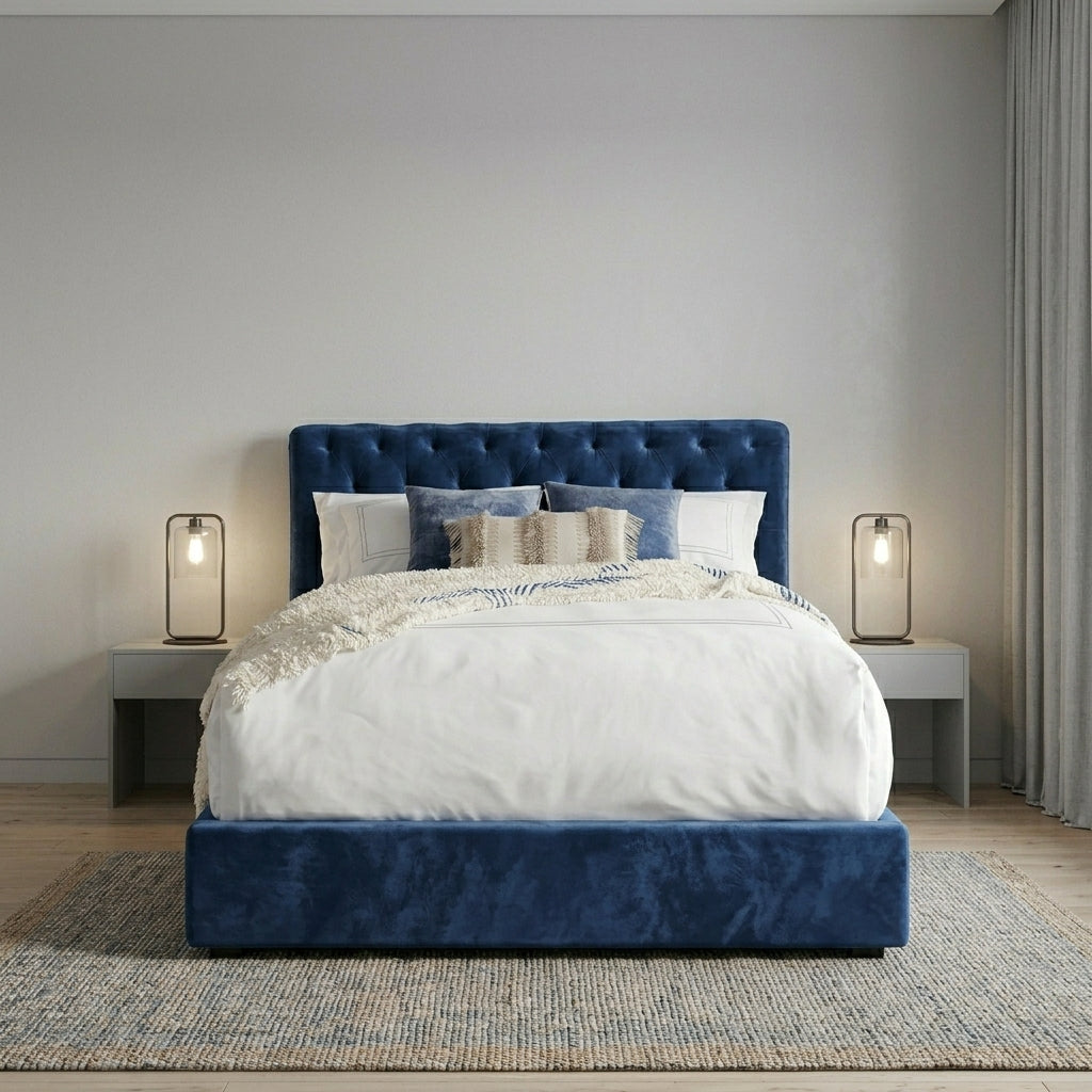 Elegant Modern Upholstered Bed with Tufted Headboard
