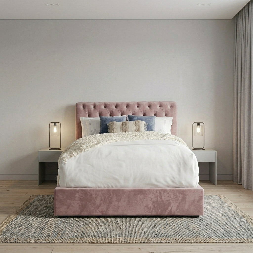 Elegant Modern Upholstered Bed with Tufted Headboard