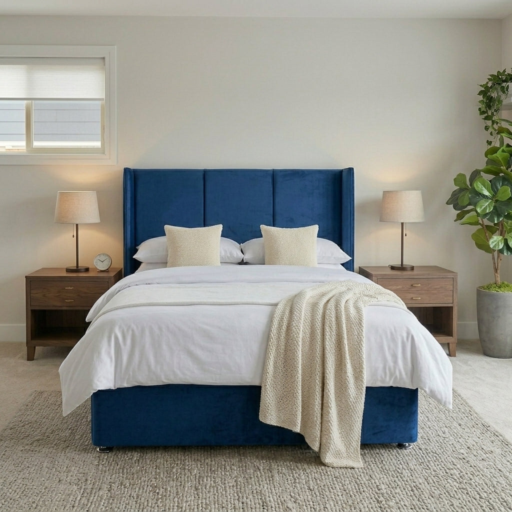 Wingback Upholstered Ottoman Bed Frame