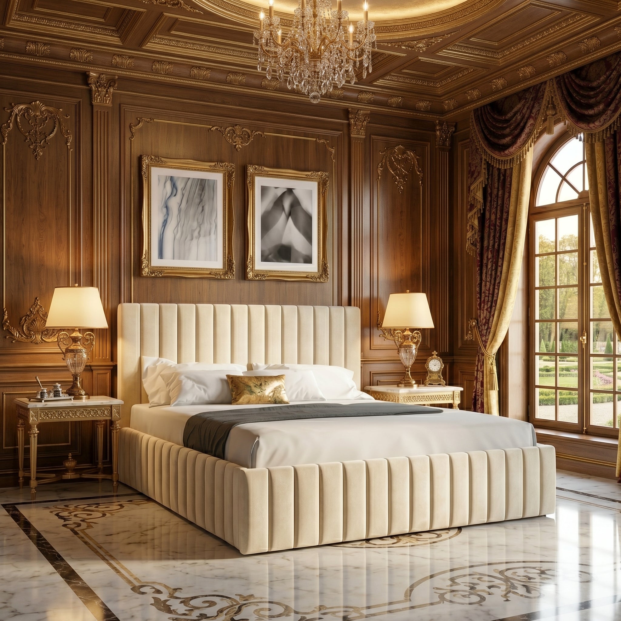 Modern Luxurious Velvet Ottoman Bed