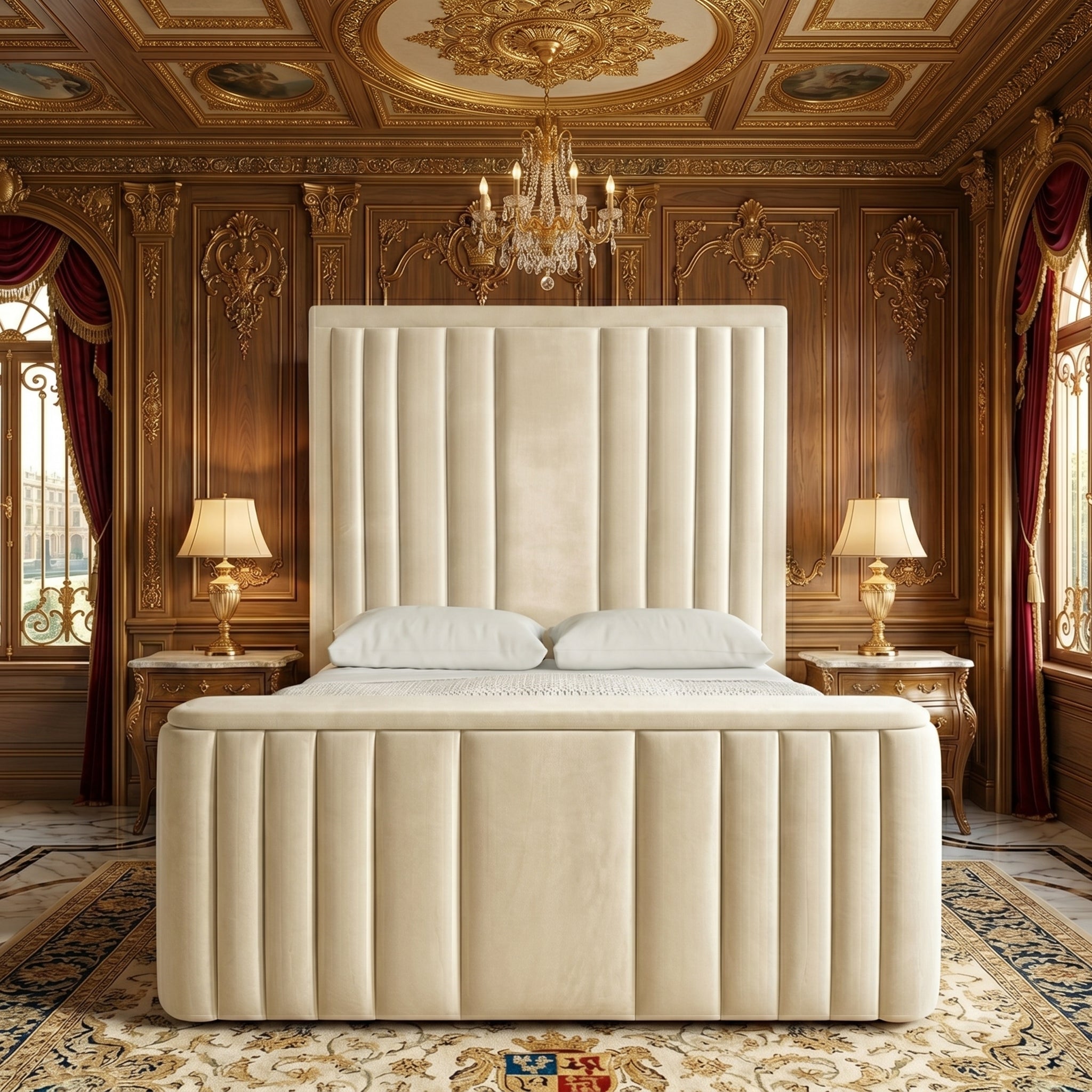 Modern Upholstered Bed with Integrated TV Lift