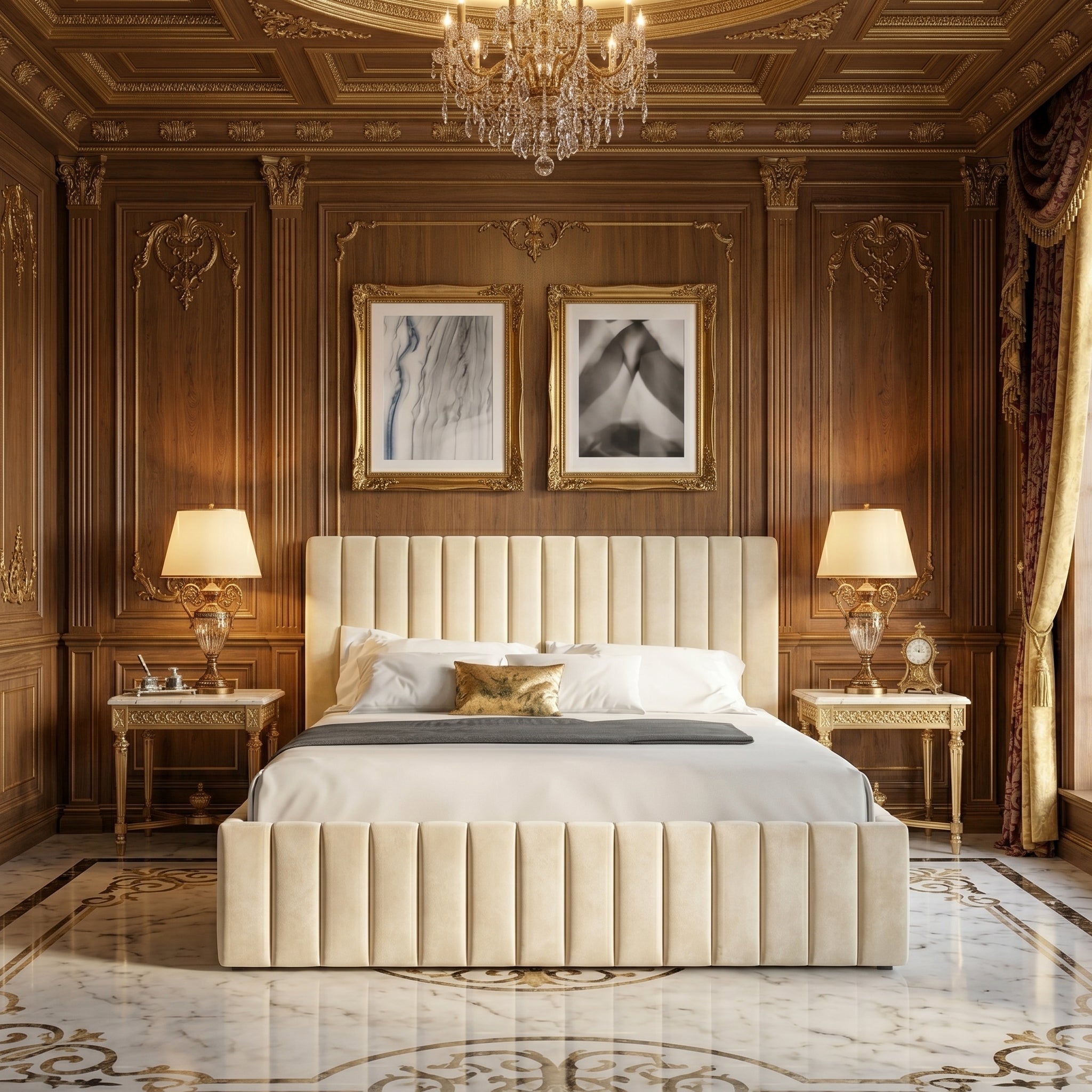 Modern Luxurious Velvet Ottoman Bed