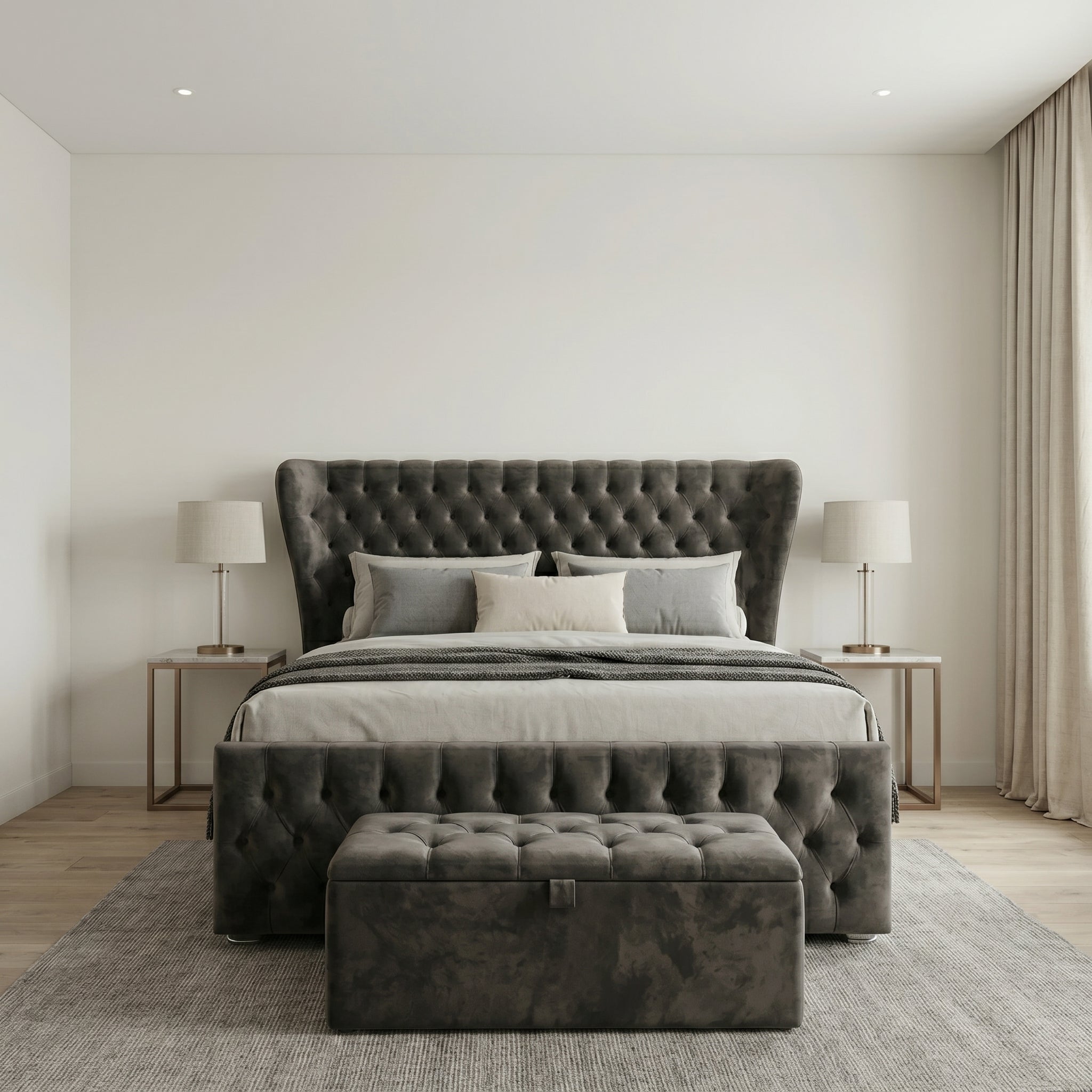 Winged Butterfly Chesterfield Sleigh Bed