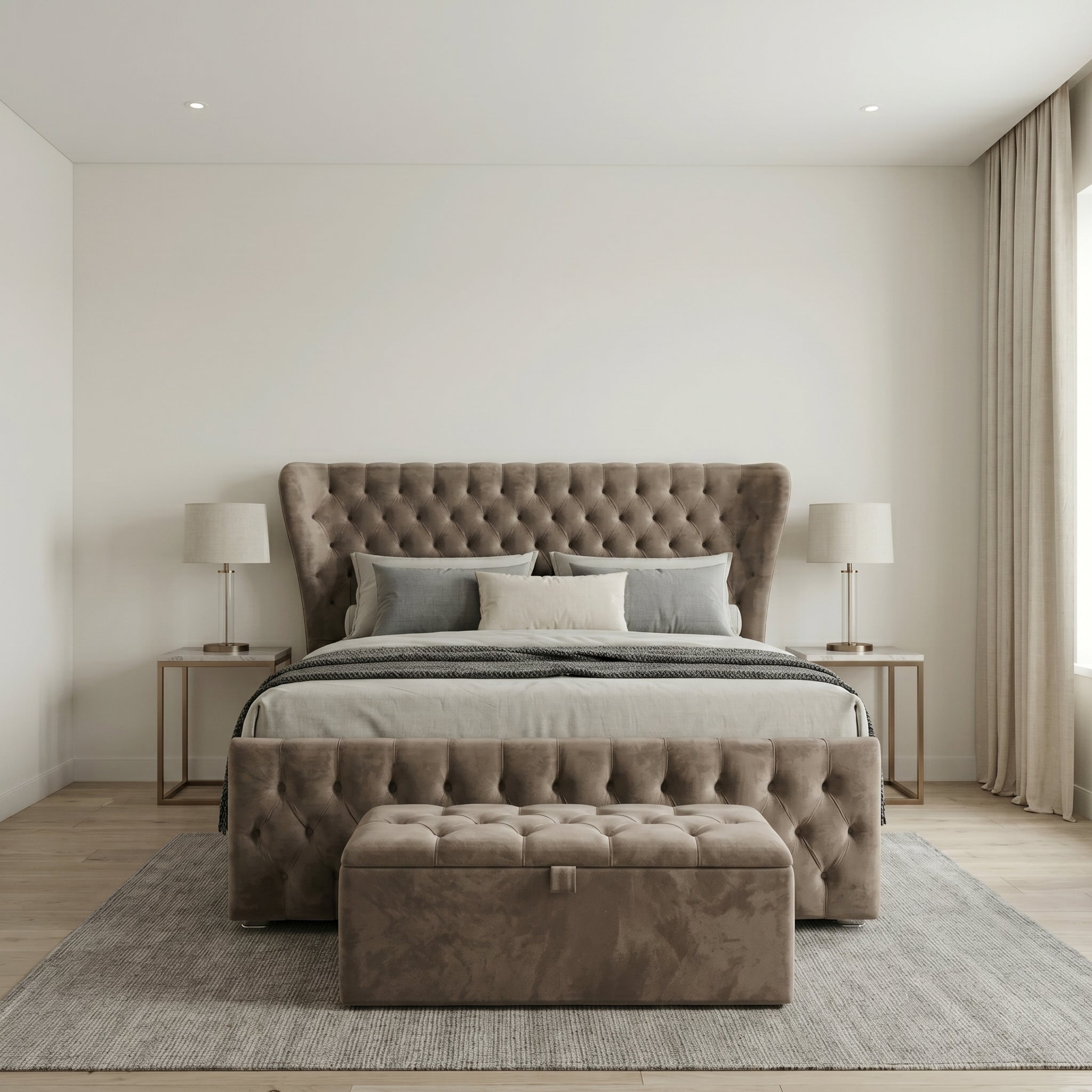 Winged Butterfly Chesterfield Sleigh Bed