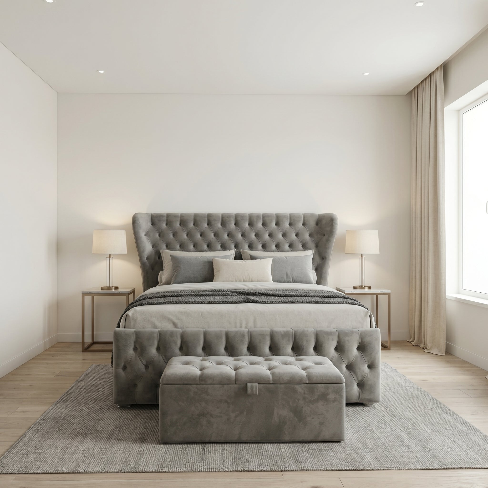 Winged Butterfly Chesterfield Sleigh Bed